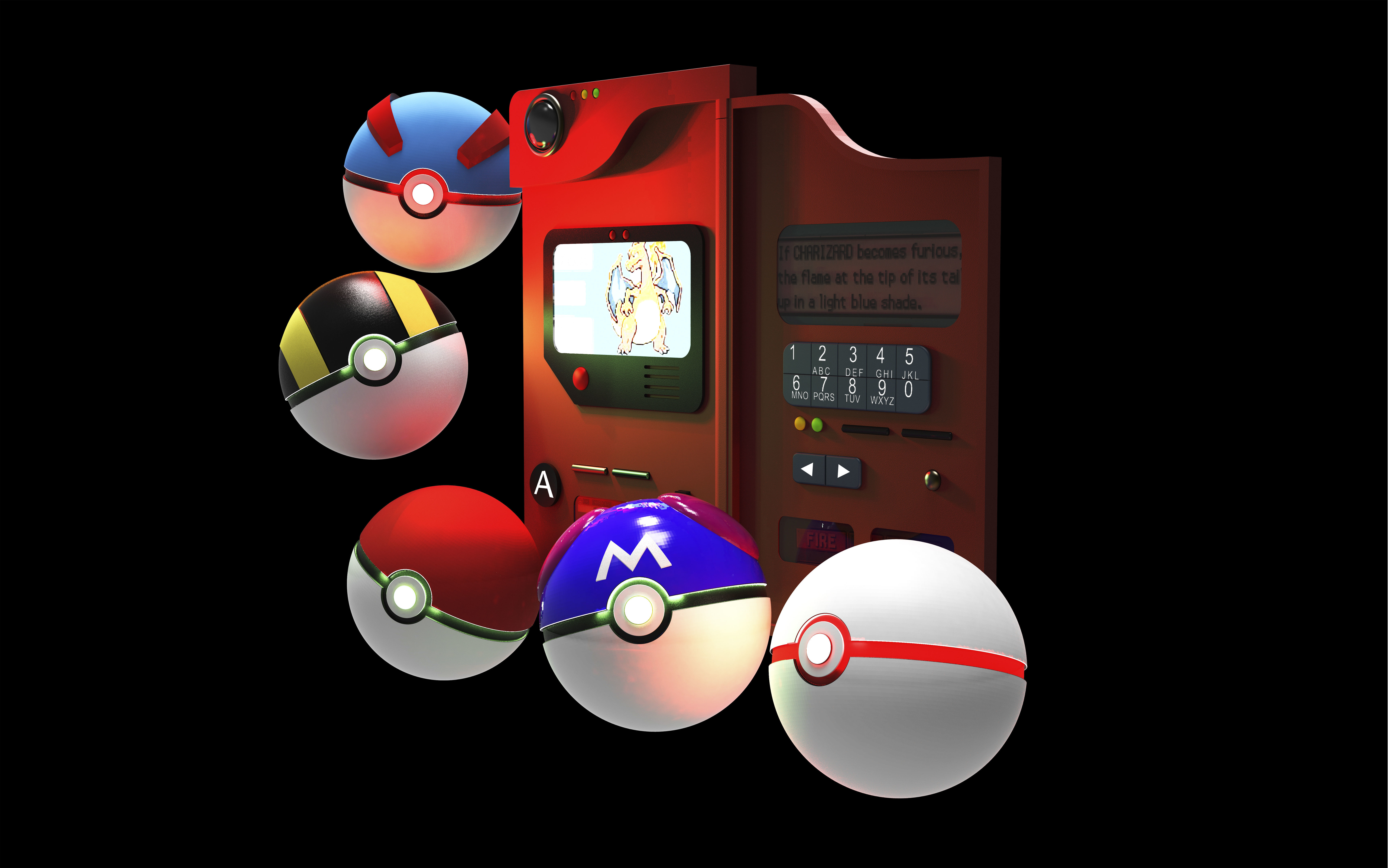 Pokedex with pokeball set 3D model_7