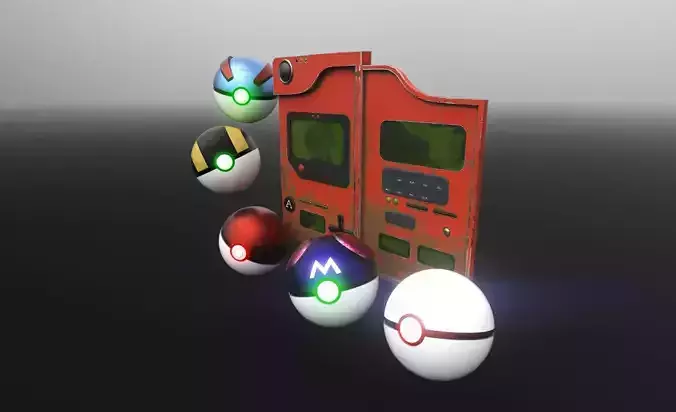 Pokedex with pokeball set 3D model