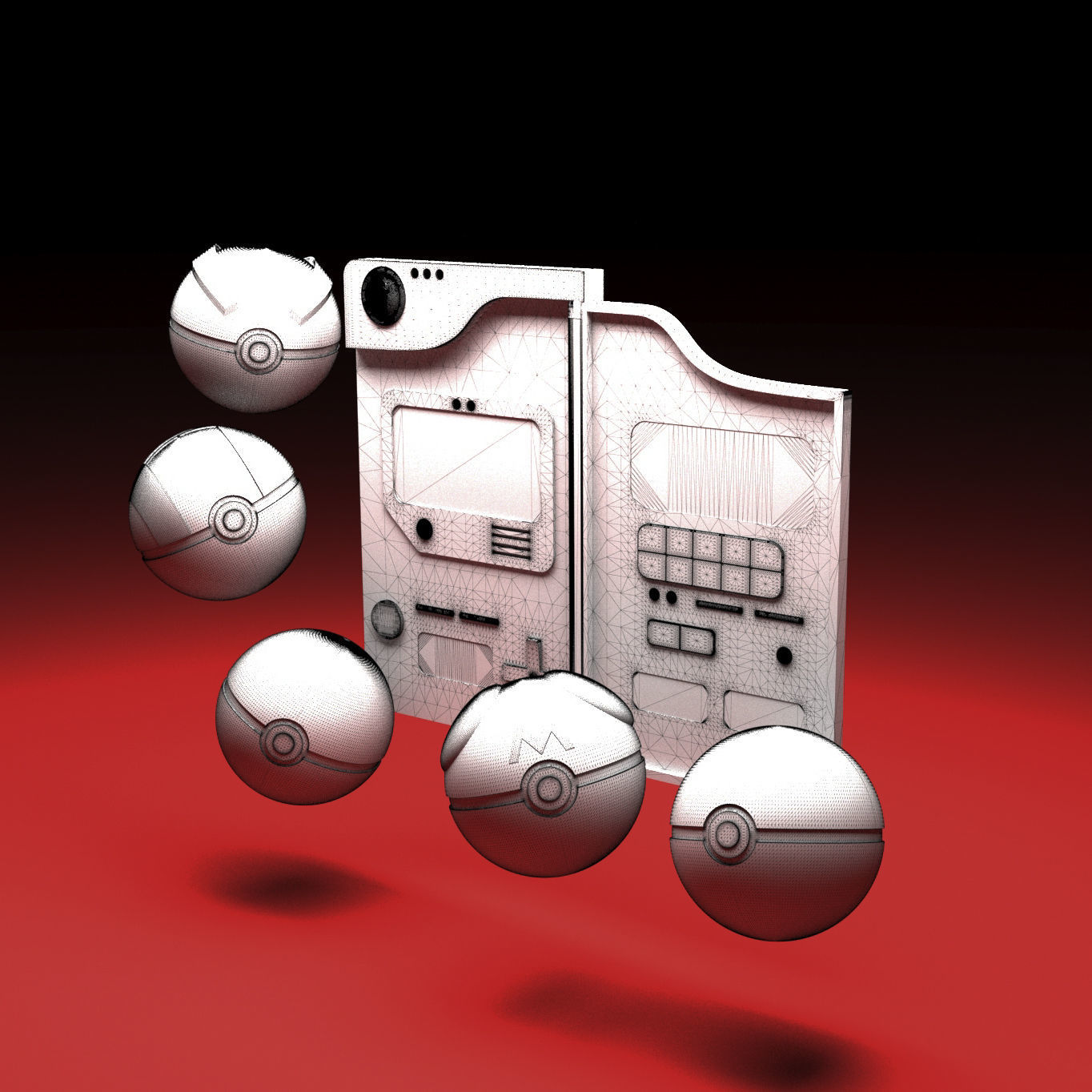 Pokedex with pokeball set 3D model_9