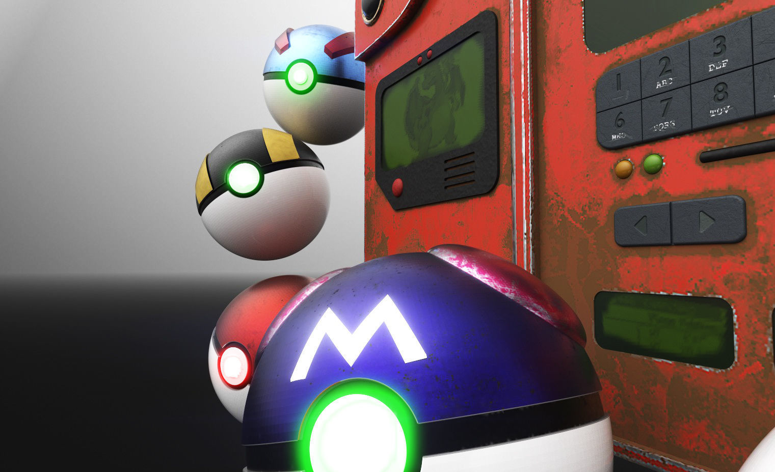 Pokedex with pokeball set 3D model_5