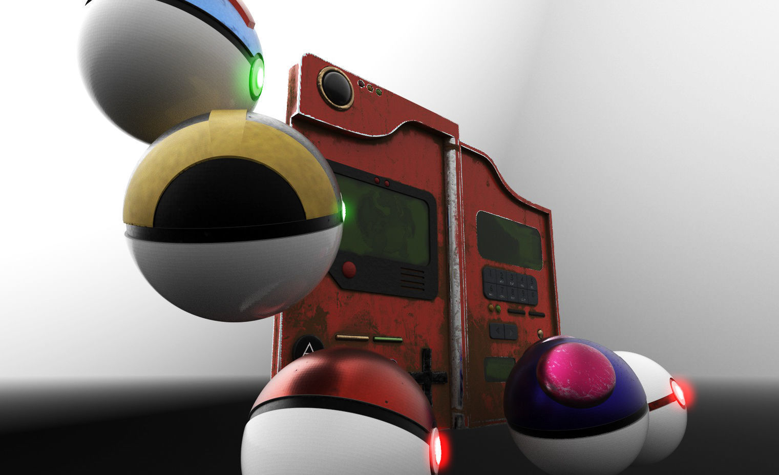 Pokedex with pokeball set 3D model_2