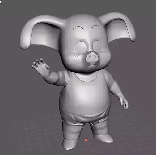 Oolong 3D Model little pig in outfit