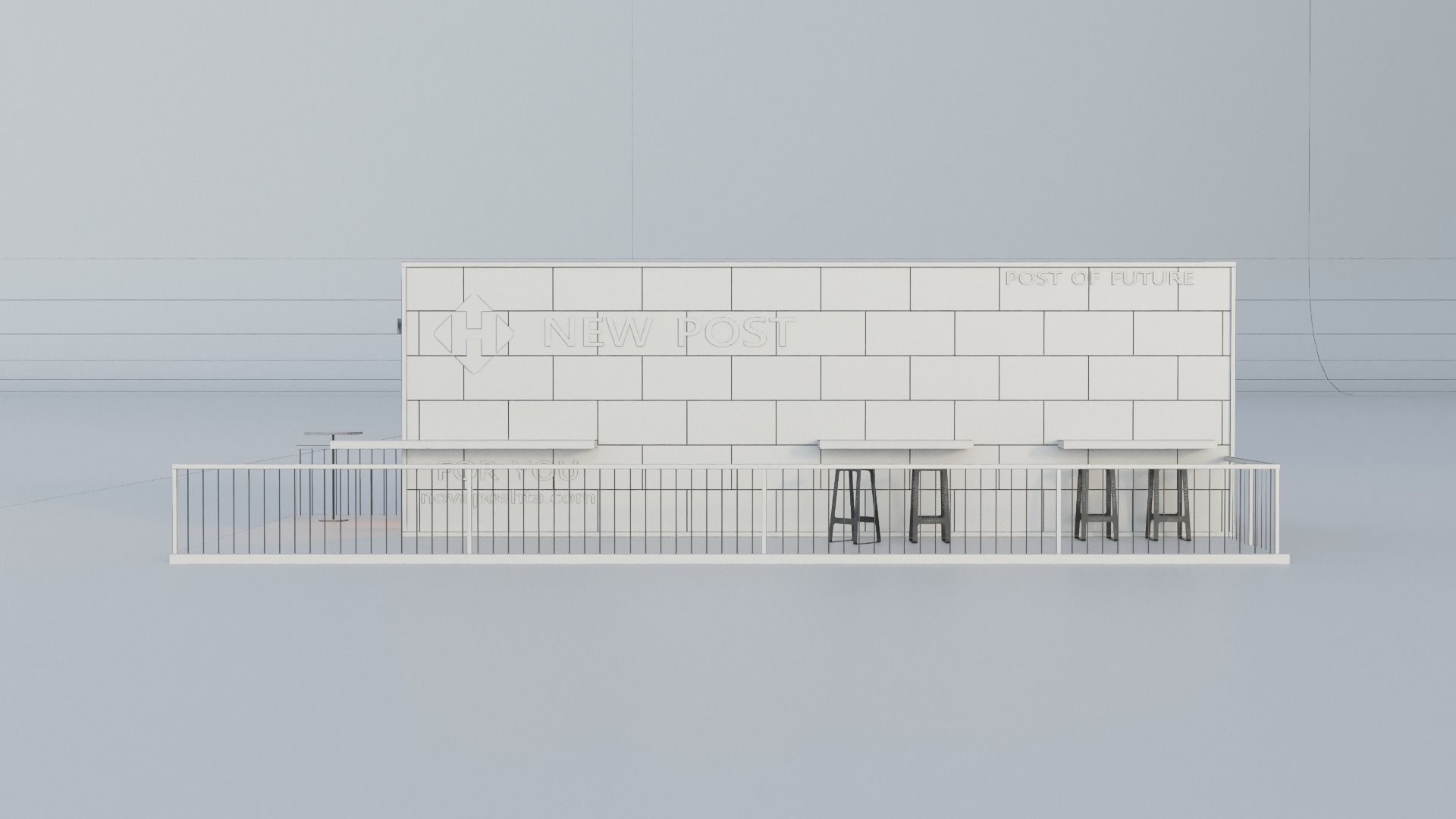 Module house post office 3D model_2