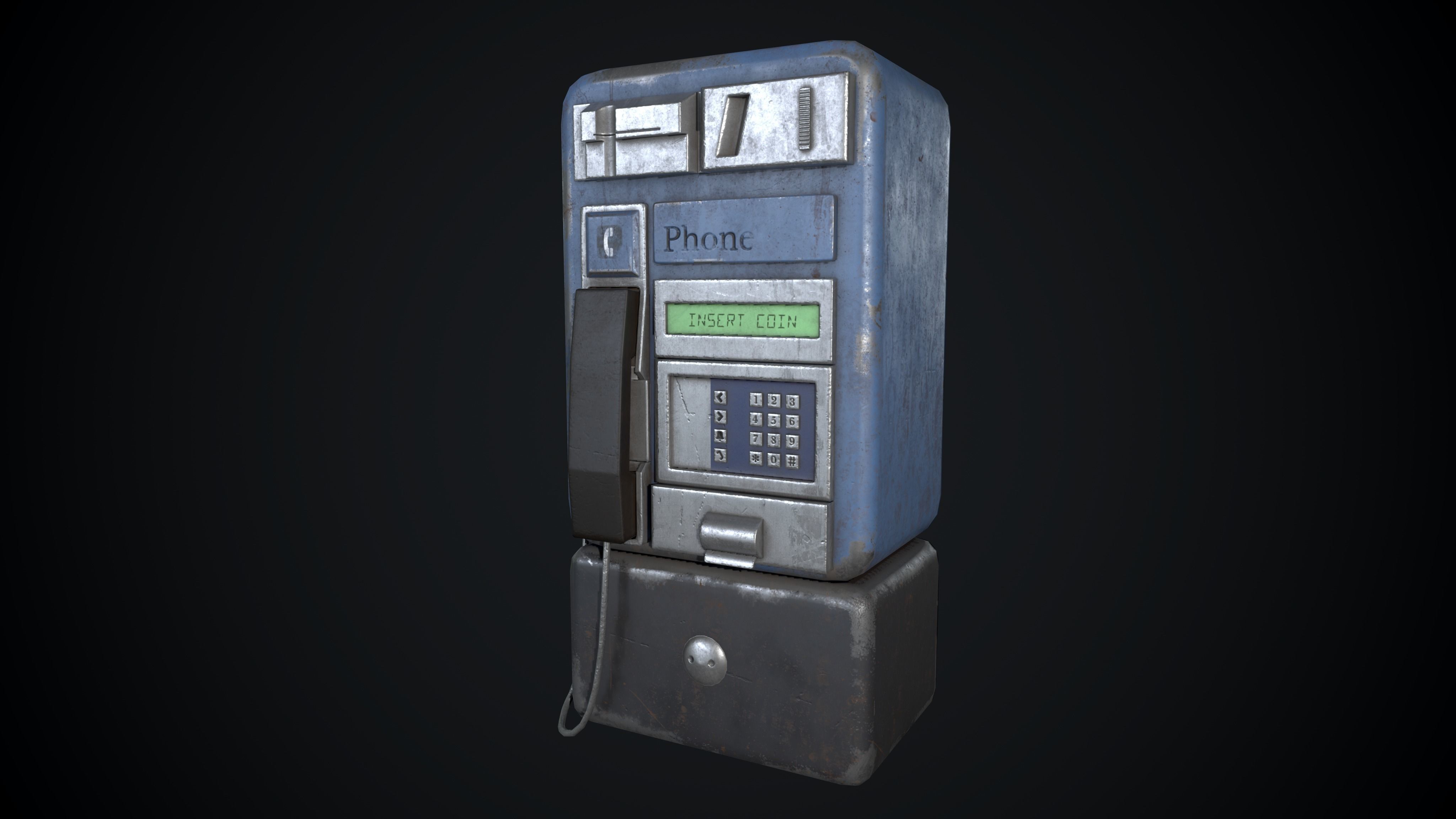 Payphone Dirty  Low-poly 3D model_3