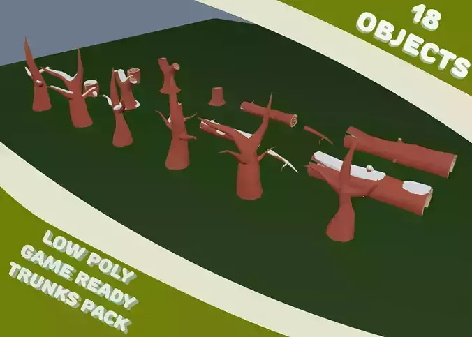 Low Poly Game Ready Trunks And Dry Trees Pack