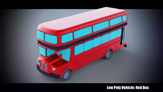 Low Poly Vehicle - Red Bus Low-poly 3D model