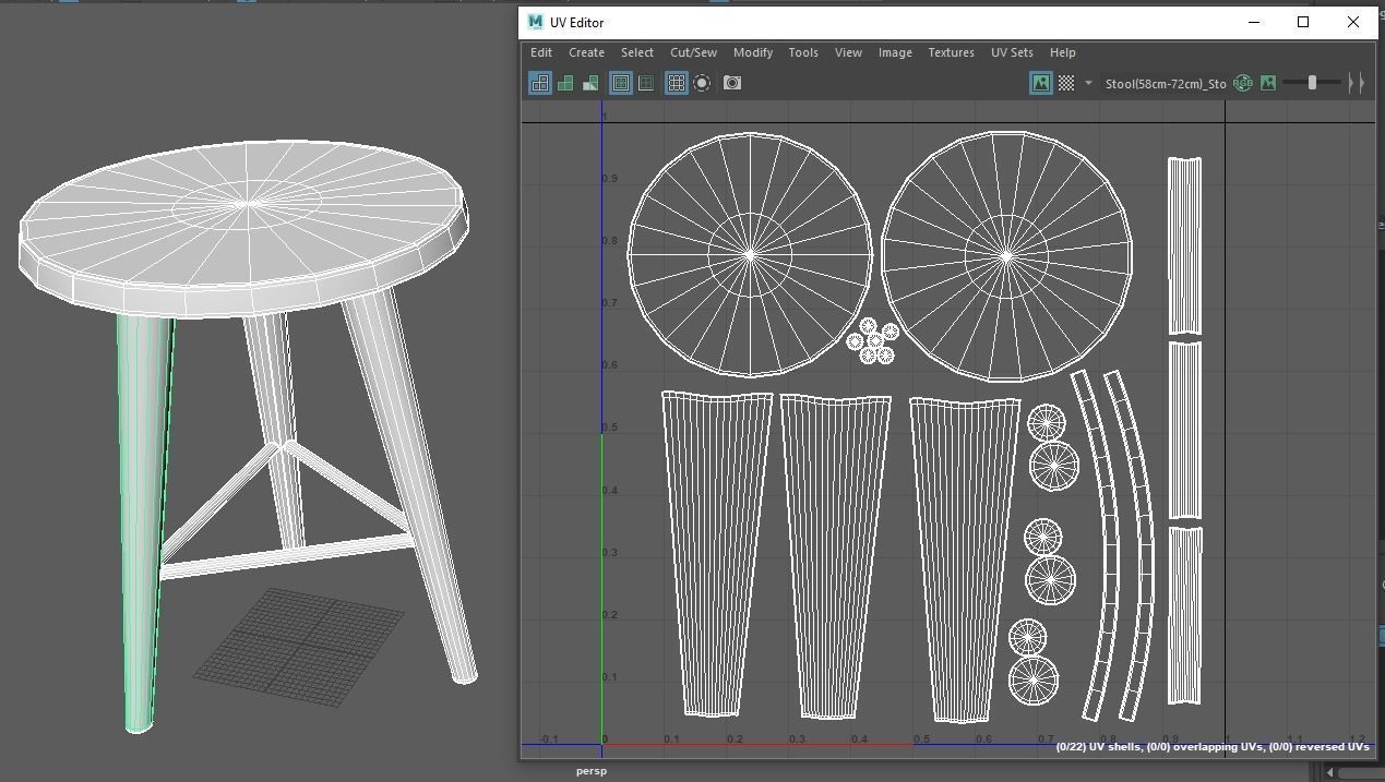 Stool Chair Low-poly 3D model_9