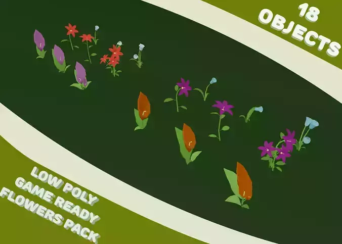 Low Poly Game Ready Flowers Pack