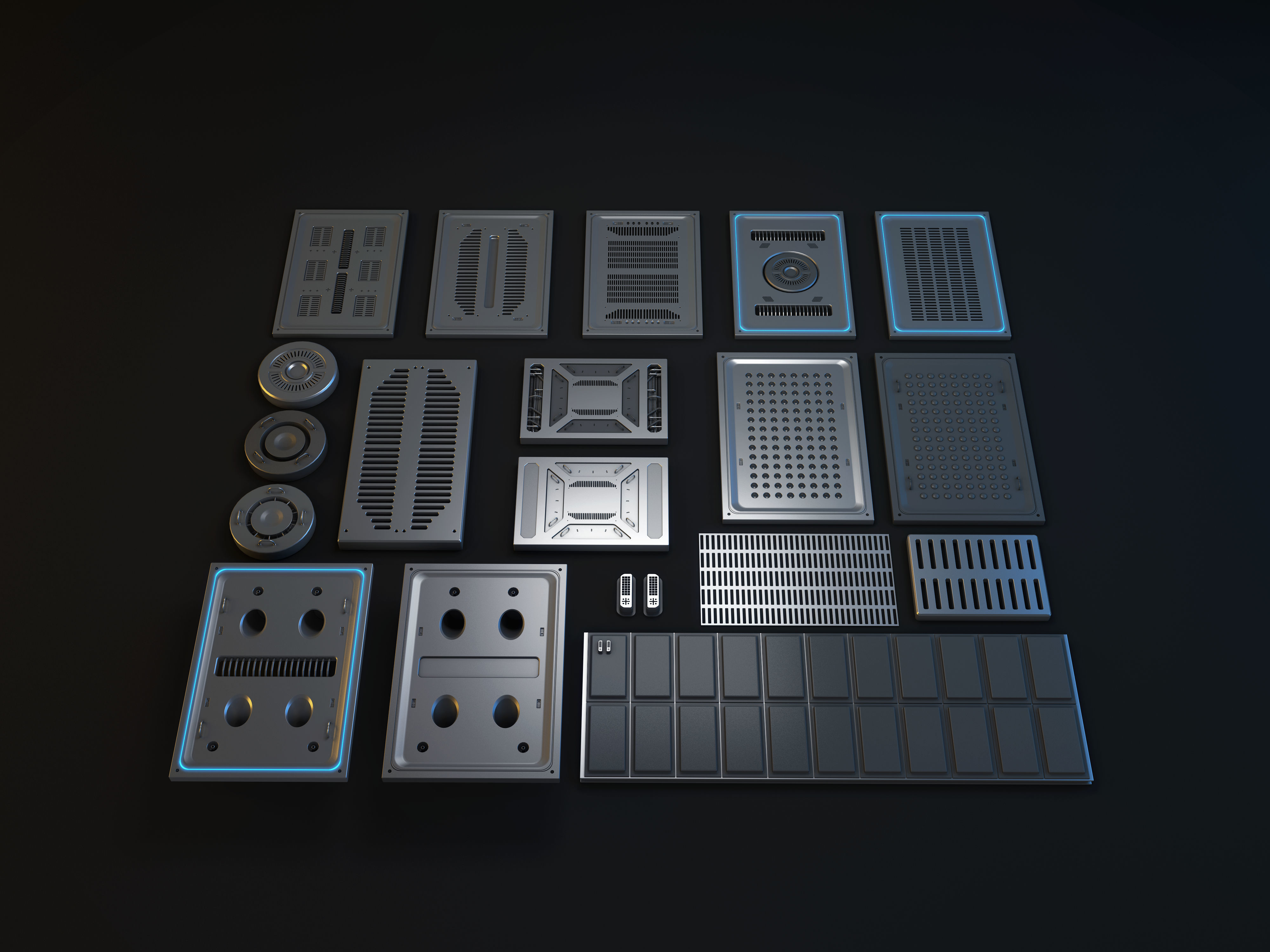 Sci-Fi panels kit 3D model_2