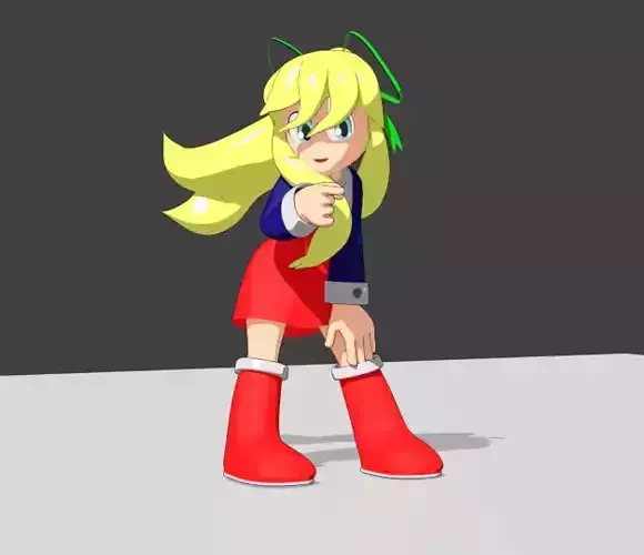 Roll Model cartoon girl with blonde hair and boots 3D model Roll Model cartoon girl with blonde hair and boots 3D model