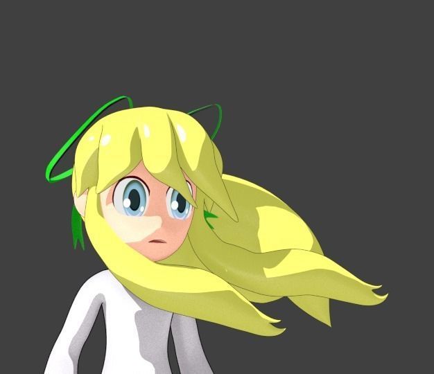 Roll Model cartoon girl with blonde hair and boots 3D model_5