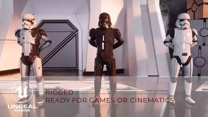 Storm Trooper rigged PBR game character Low-poly 3D model