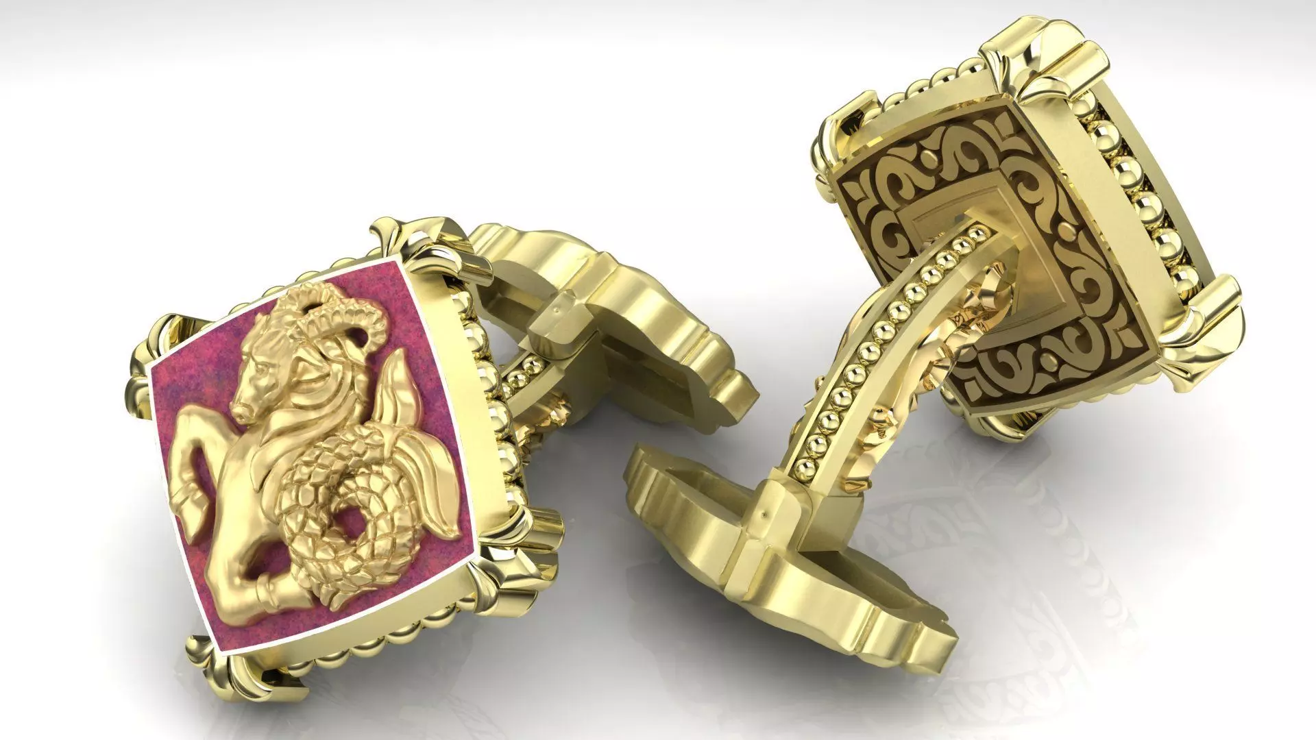 Zodiac signs Cufflinks Capricorn 3D print model