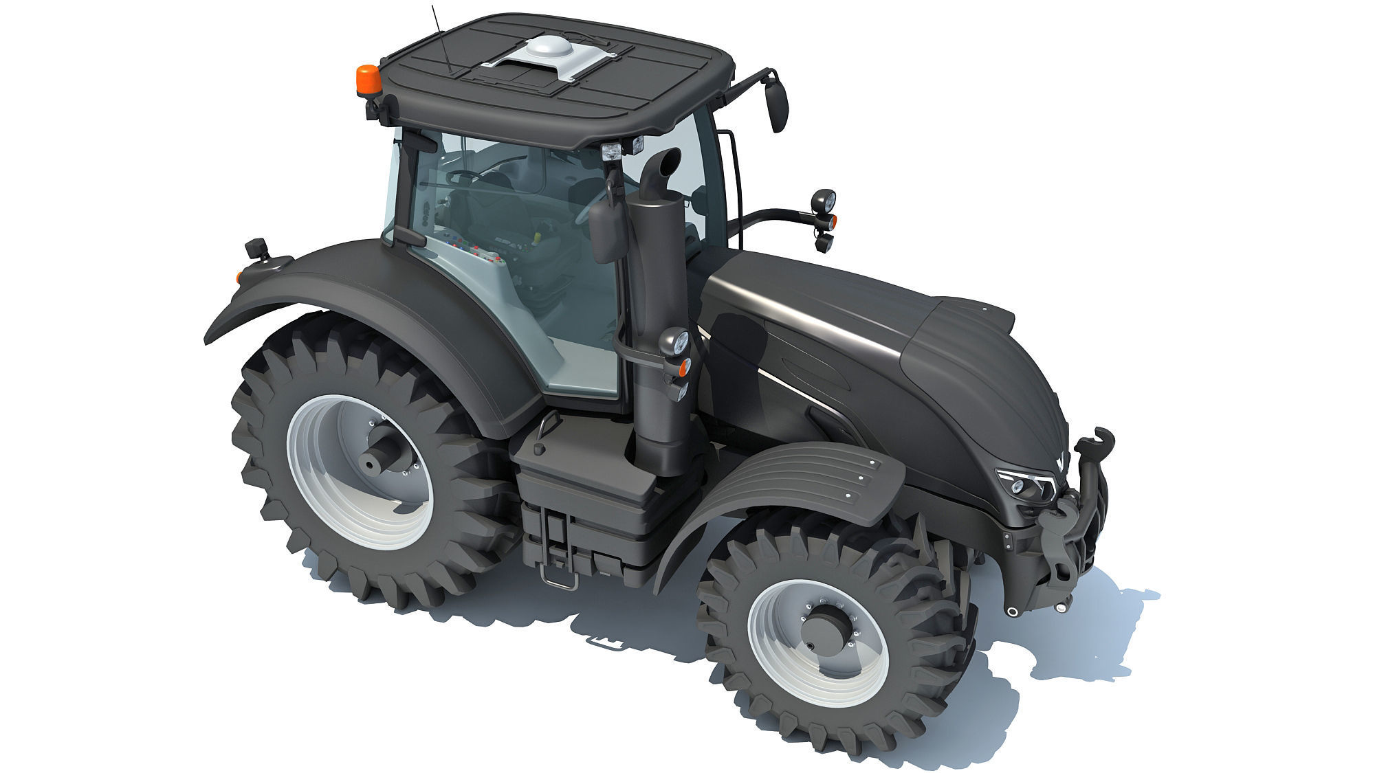 Black Tractor 3D model_7