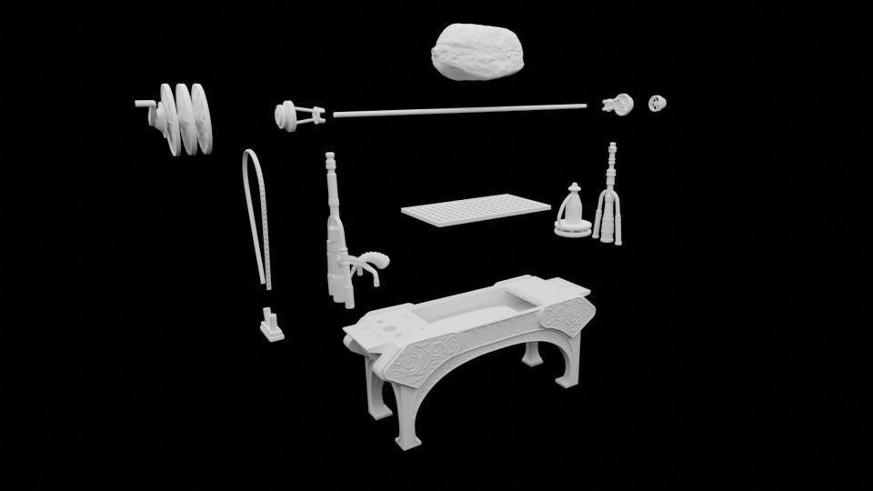 Jabbas Throne Room - Set 2b - Grill 1-6 scale Hottoys 3D print model_15