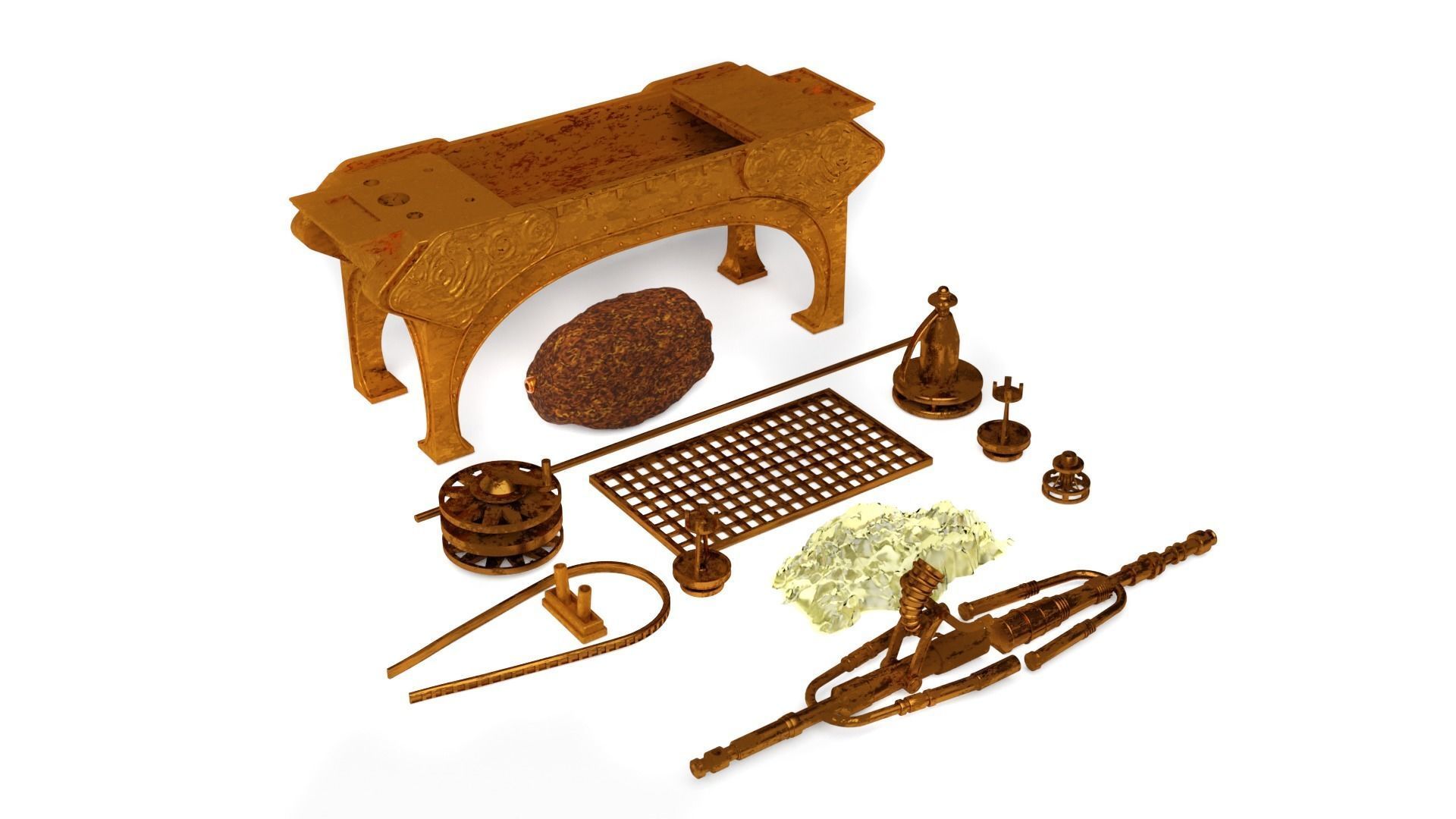 Jabbas Throne Room - Set 2b - Grill 1-6 scale Hottoys 3D print model_5