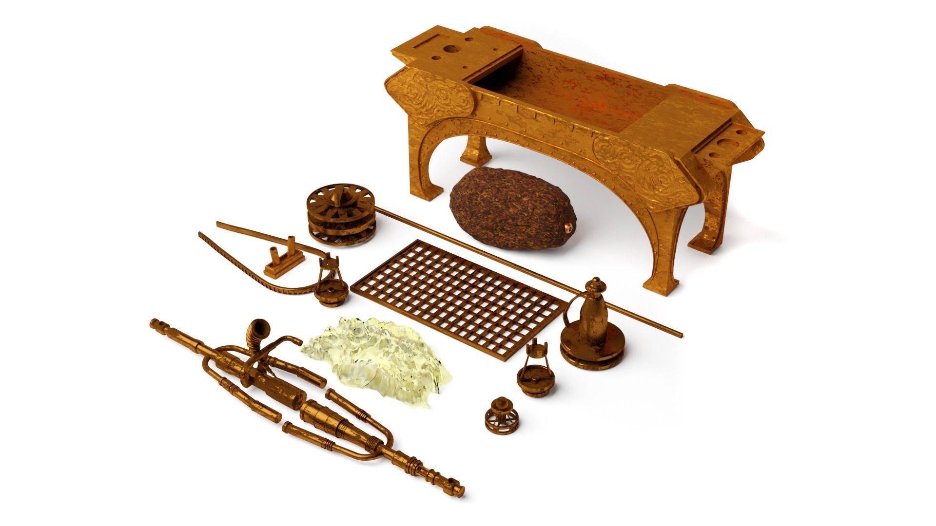 Jabbas Throne Room - Set 2b - Grill 1-6 scale Hottoys 3D print model_4