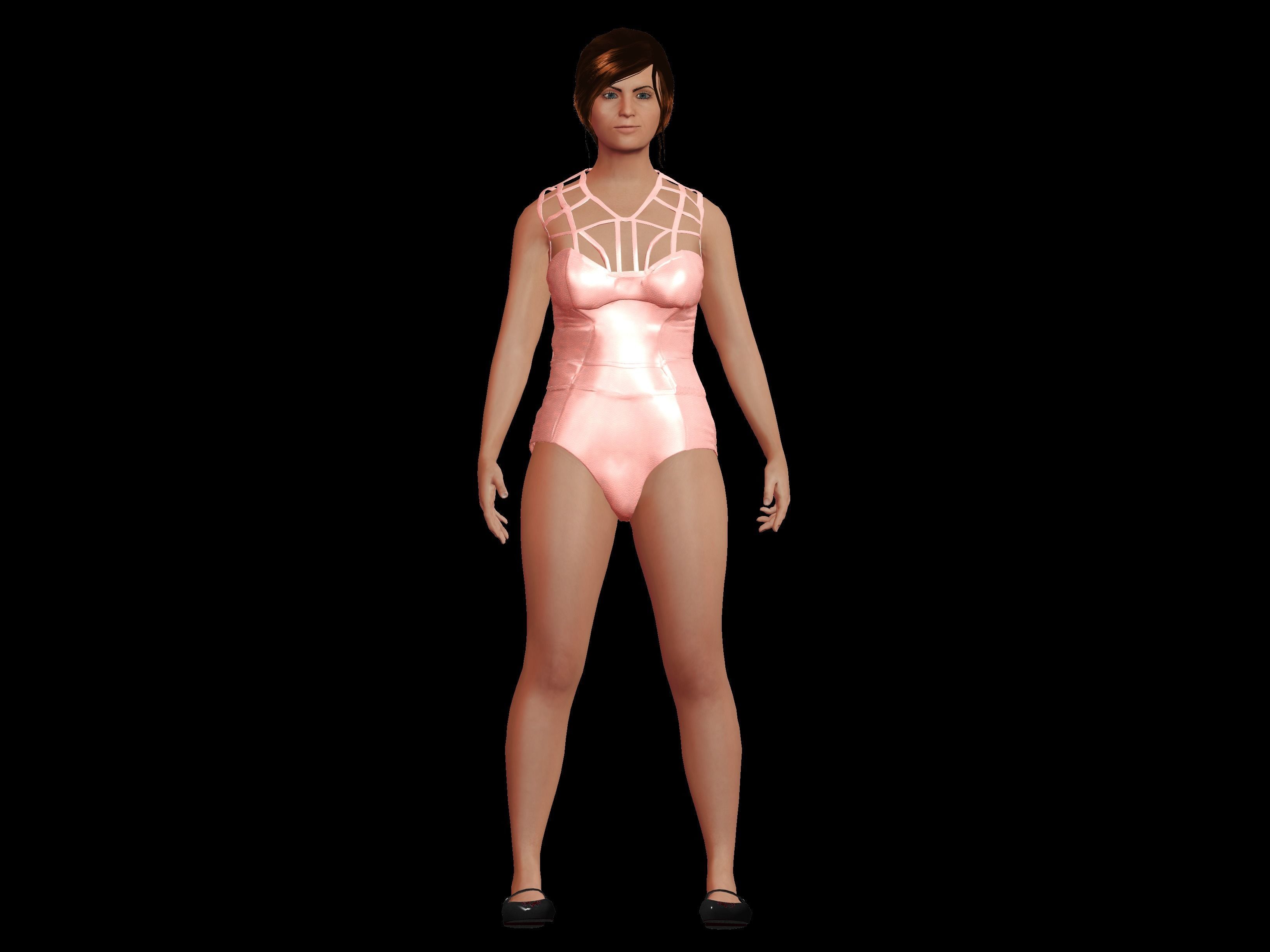 Girl Character Low-poly 3D model_1