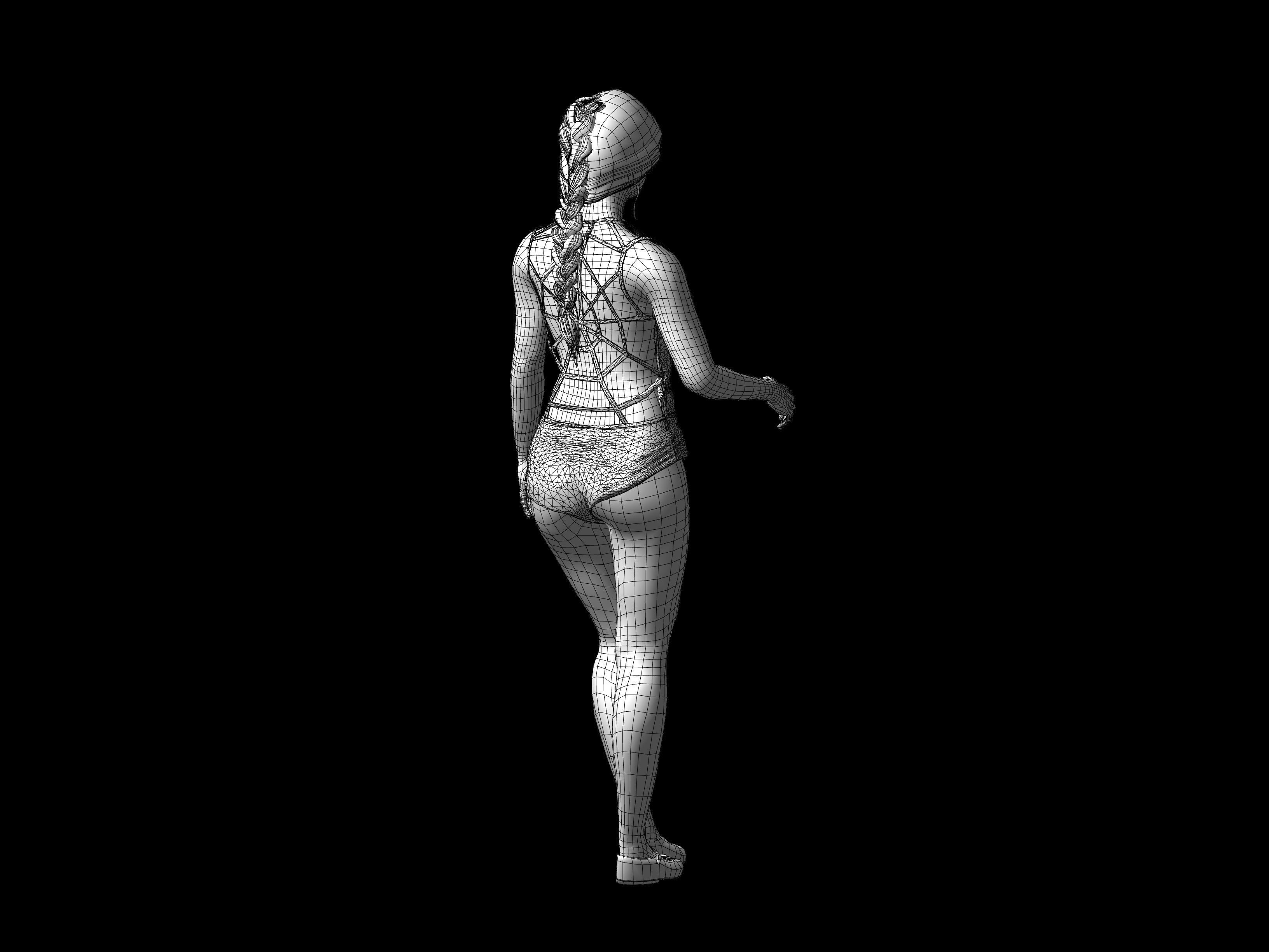 Girl Character Low-poly 3D model_5