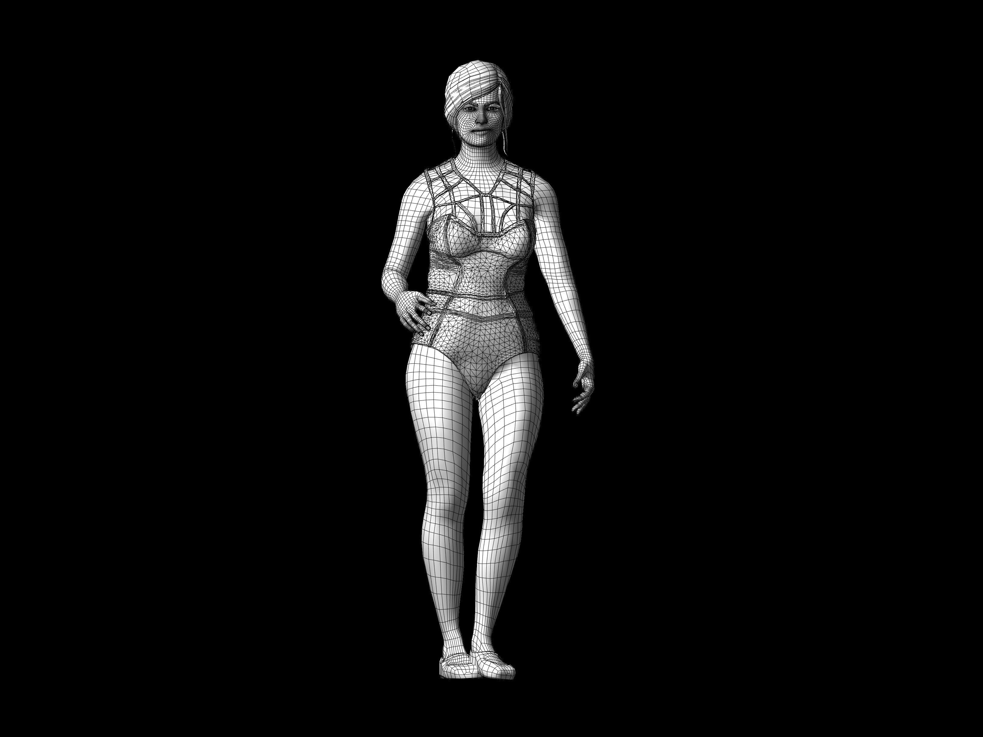 Girl Character Low-poly 3D model_4