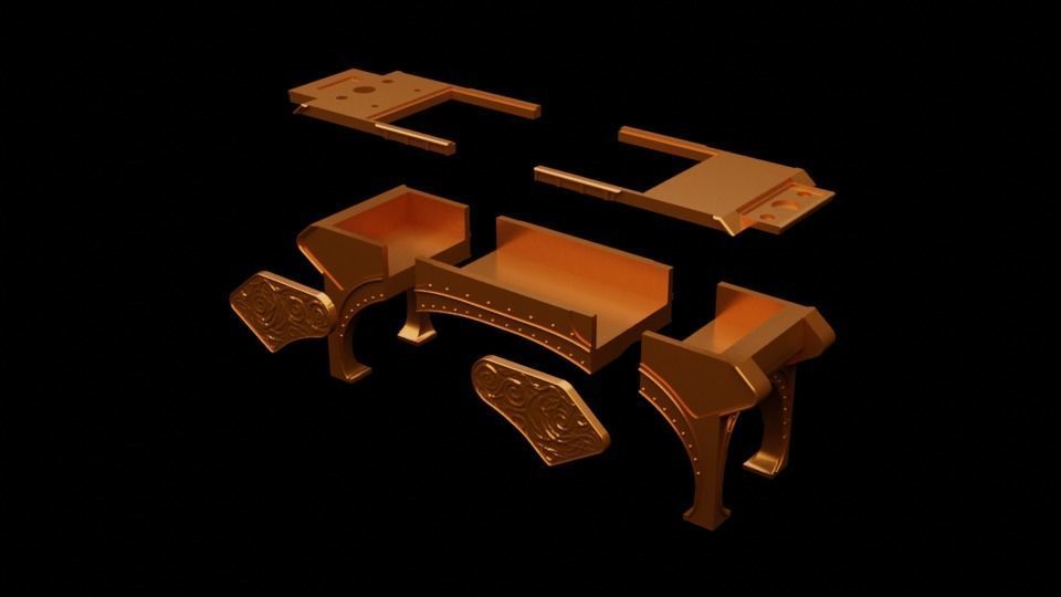 Jabbas Throne Room - Set 2b - Grill  1-12 scale Blackseries  3D print model_16