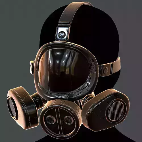 Gas mask helmet 3d model scifi Low-poly 