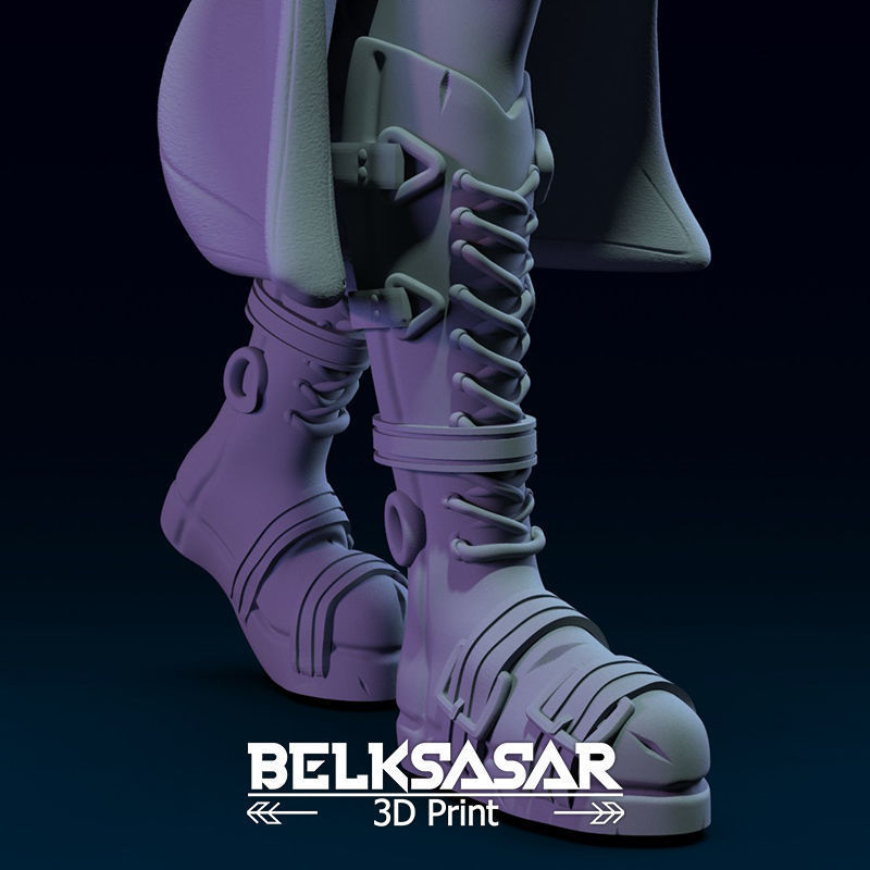 Girl Assassin with Katana in dynamic pose Topless - two versions 3D print model_12