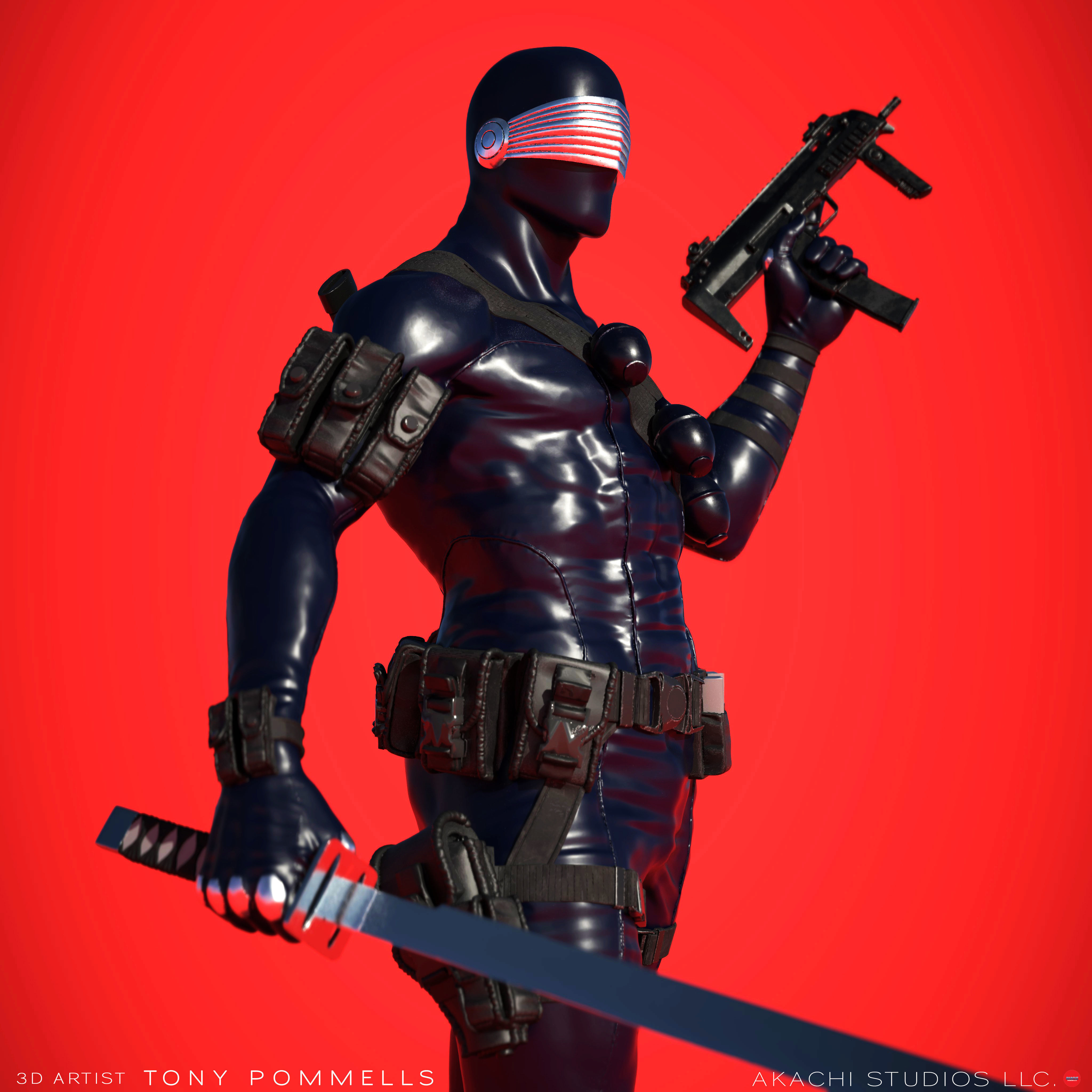 Snake Eyes Printable Statue 3D print model_3