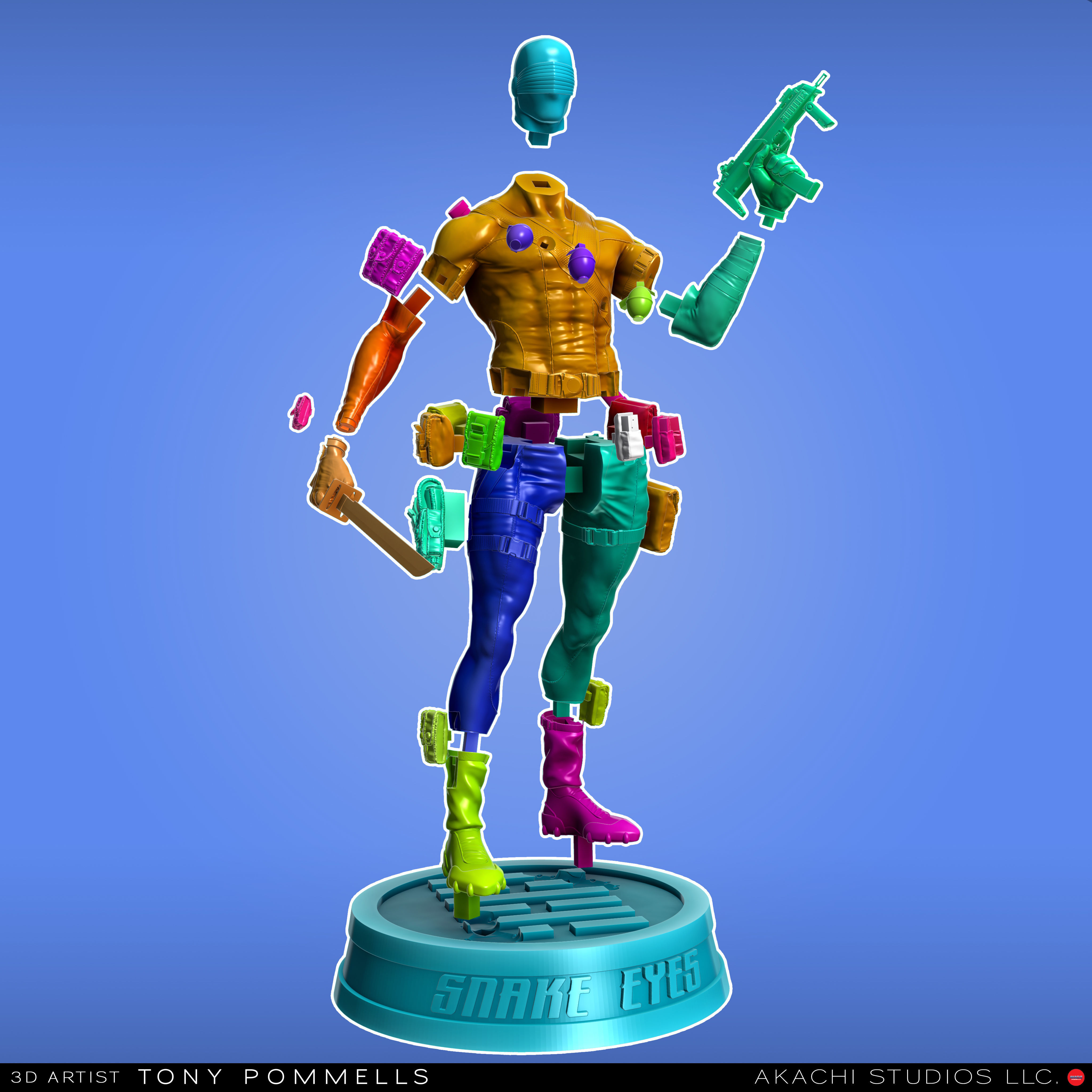 Snake Eyes Printable Statue 3D print model_4