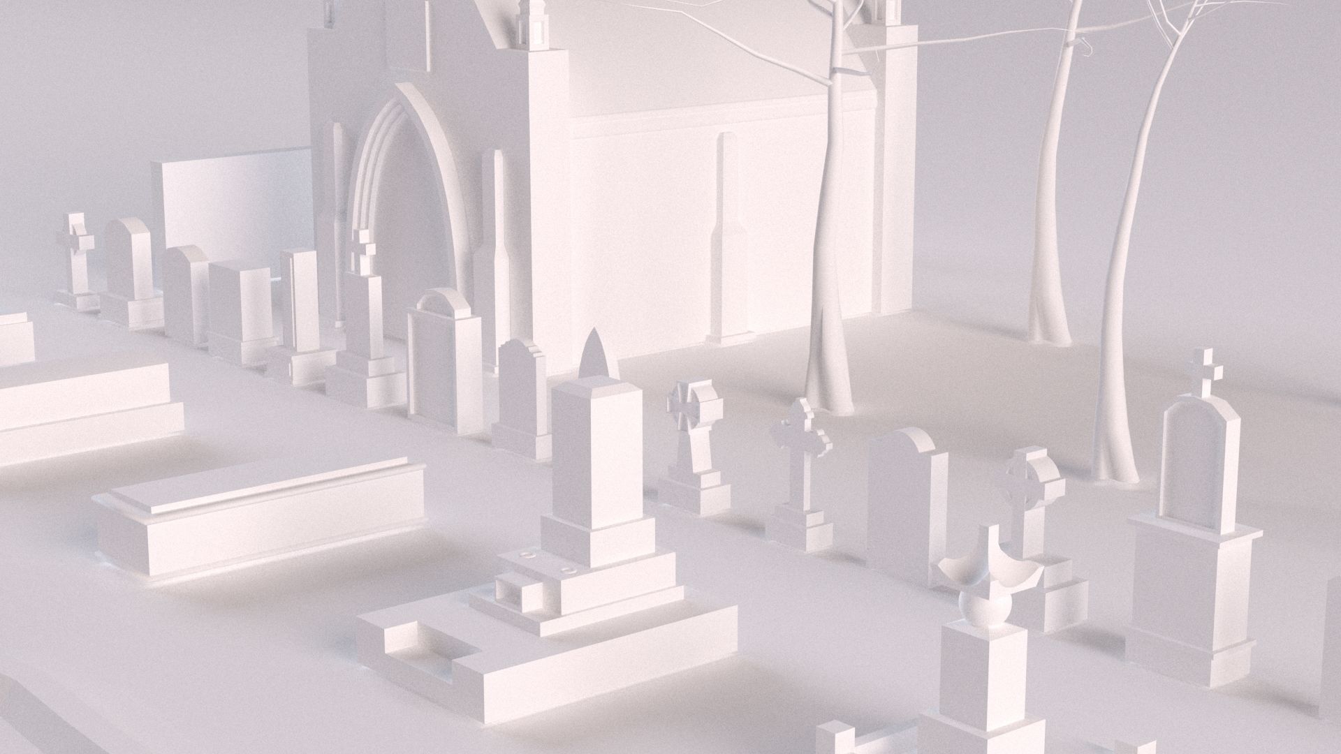 Cemetery collection set of figurines and statues 3D model_4