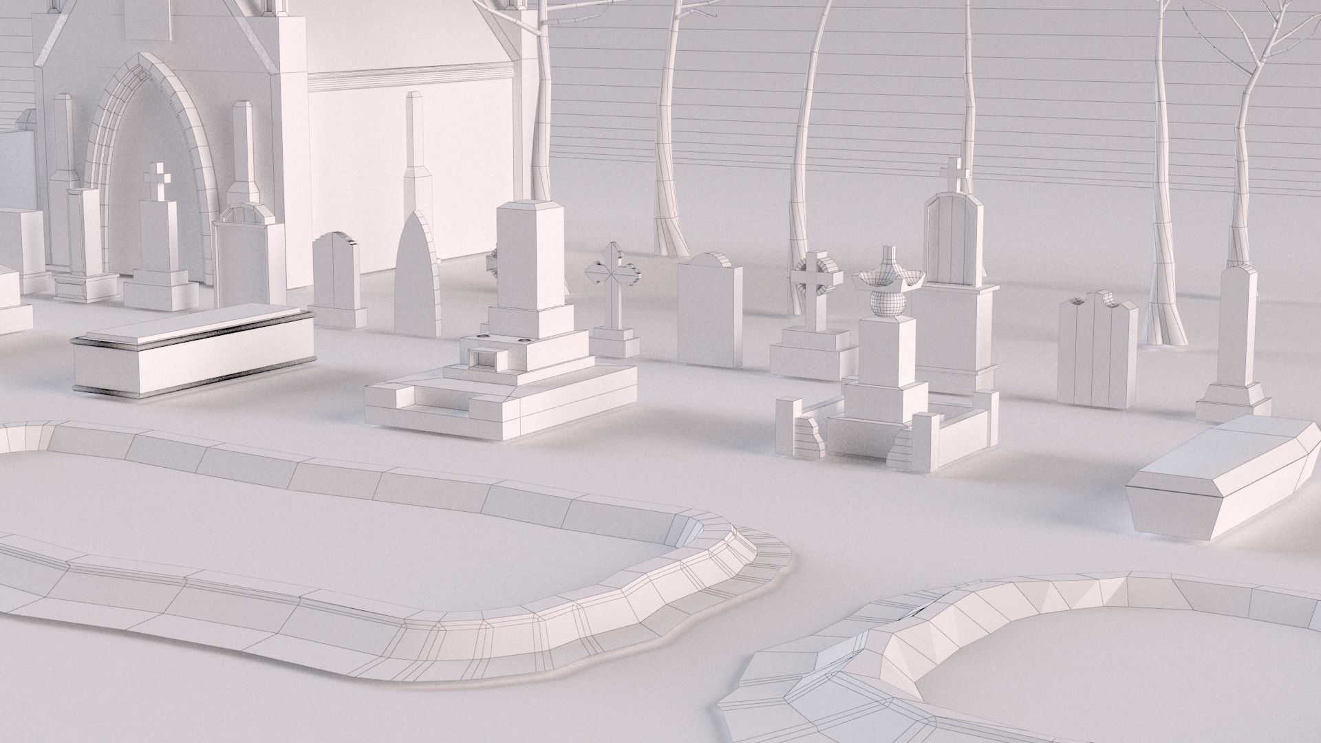 Cemetery collection set of figurines and statues 3D model_28