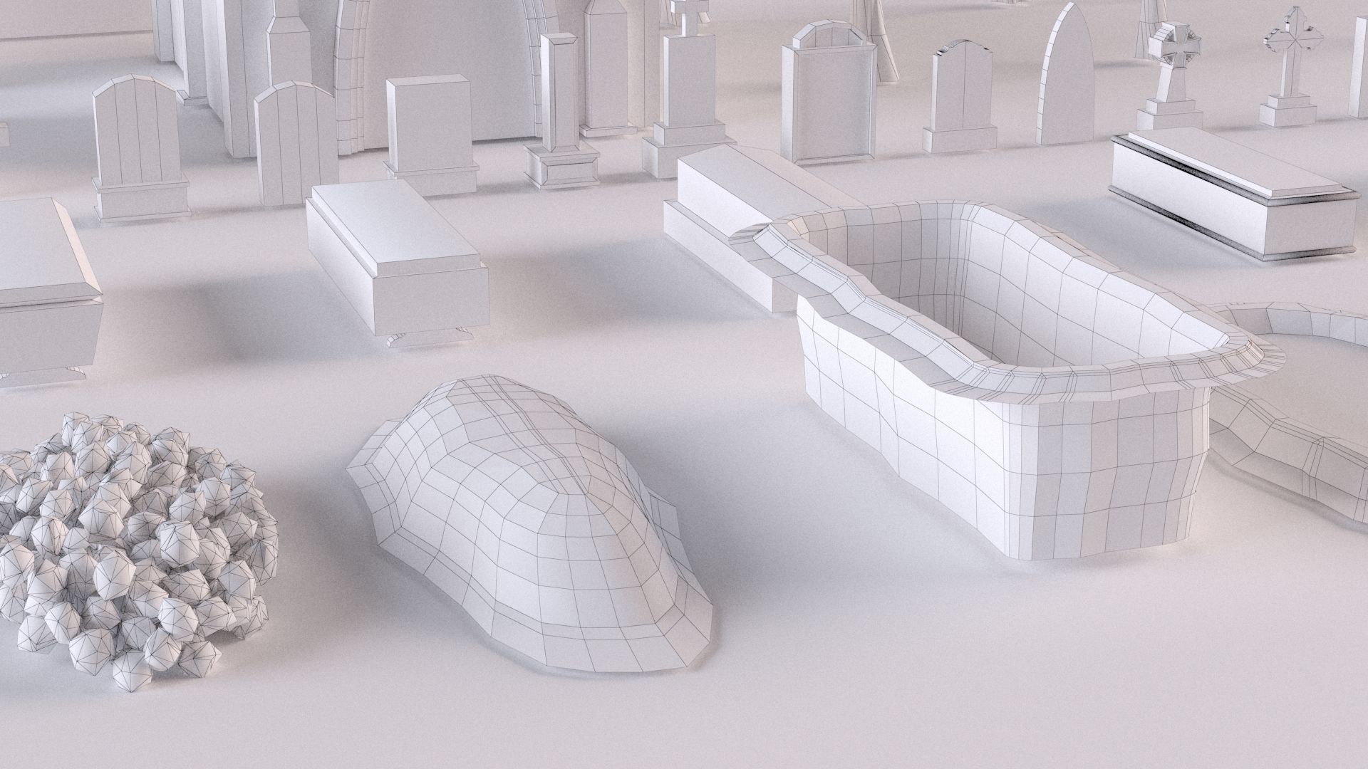 Cemetery collection set of figurines and statues 3D model_25