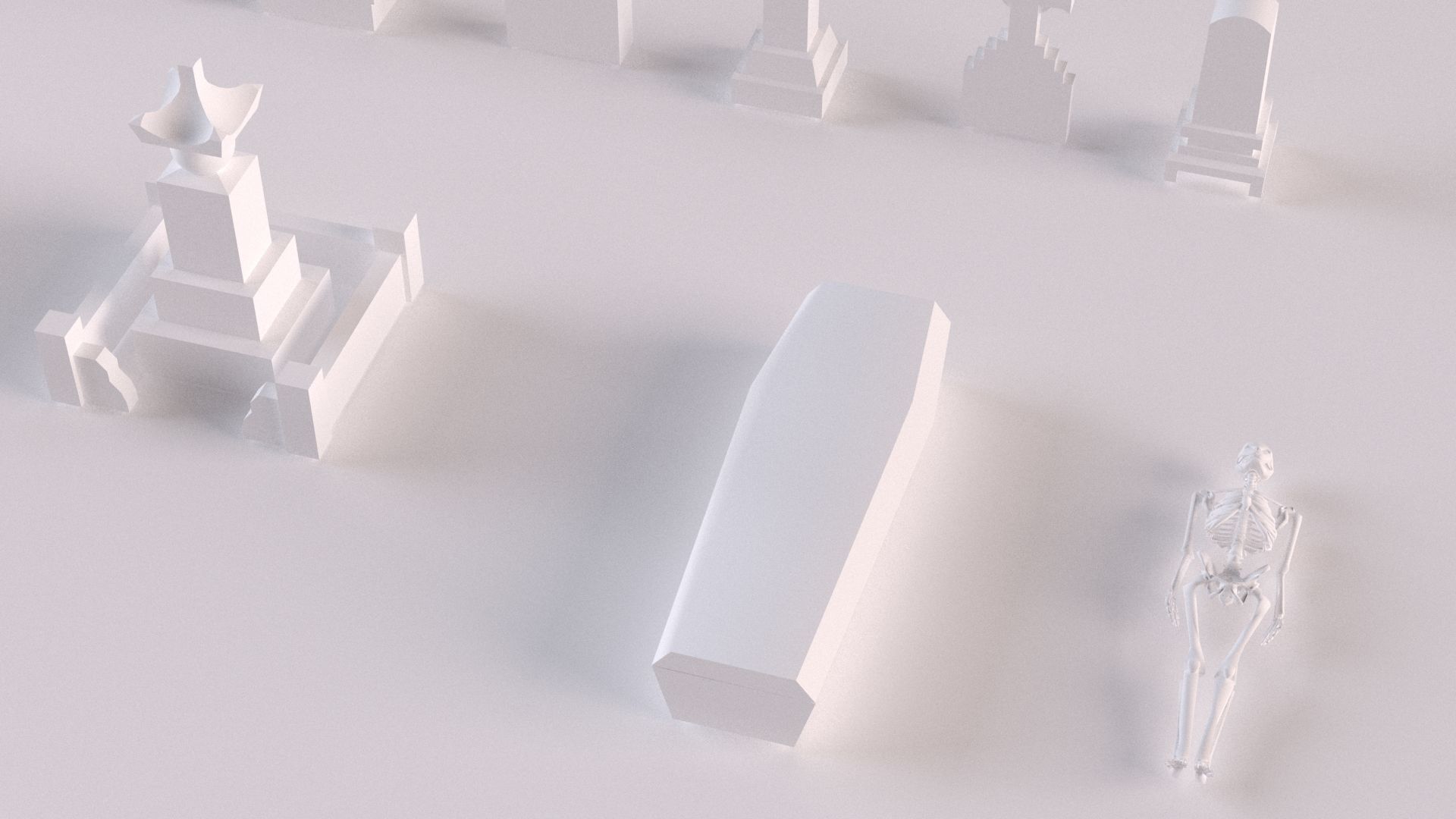 Cemetery collection set of figurines and statues 3D model_14