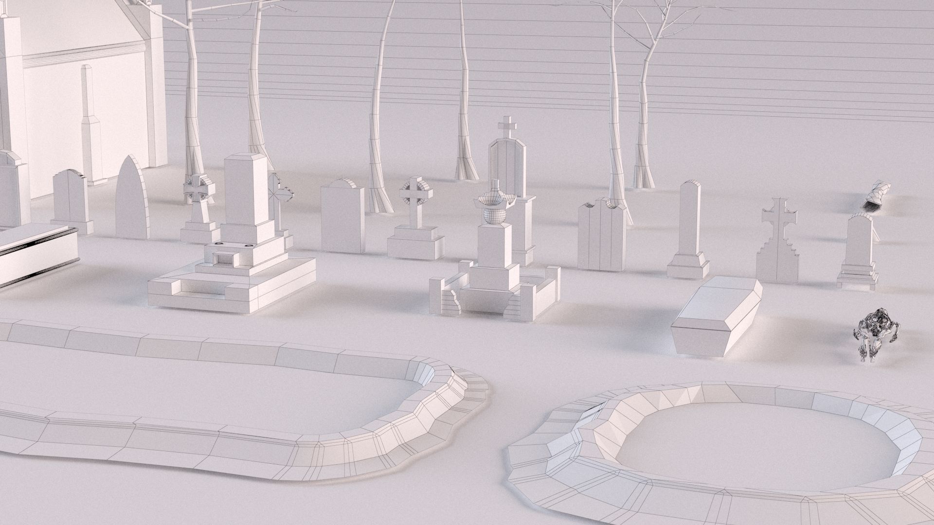 Cemetery collection set of figurines and statues 3D model_23