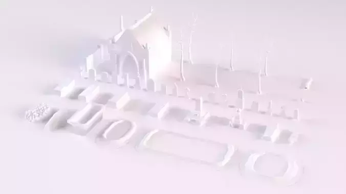 Cemetery collection set of figurines and statues