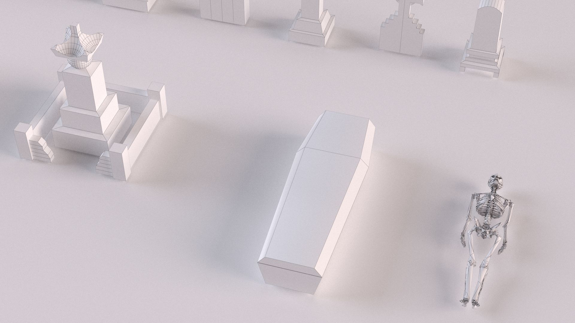 Cemetery collection set of figurines and statues 3D model_29