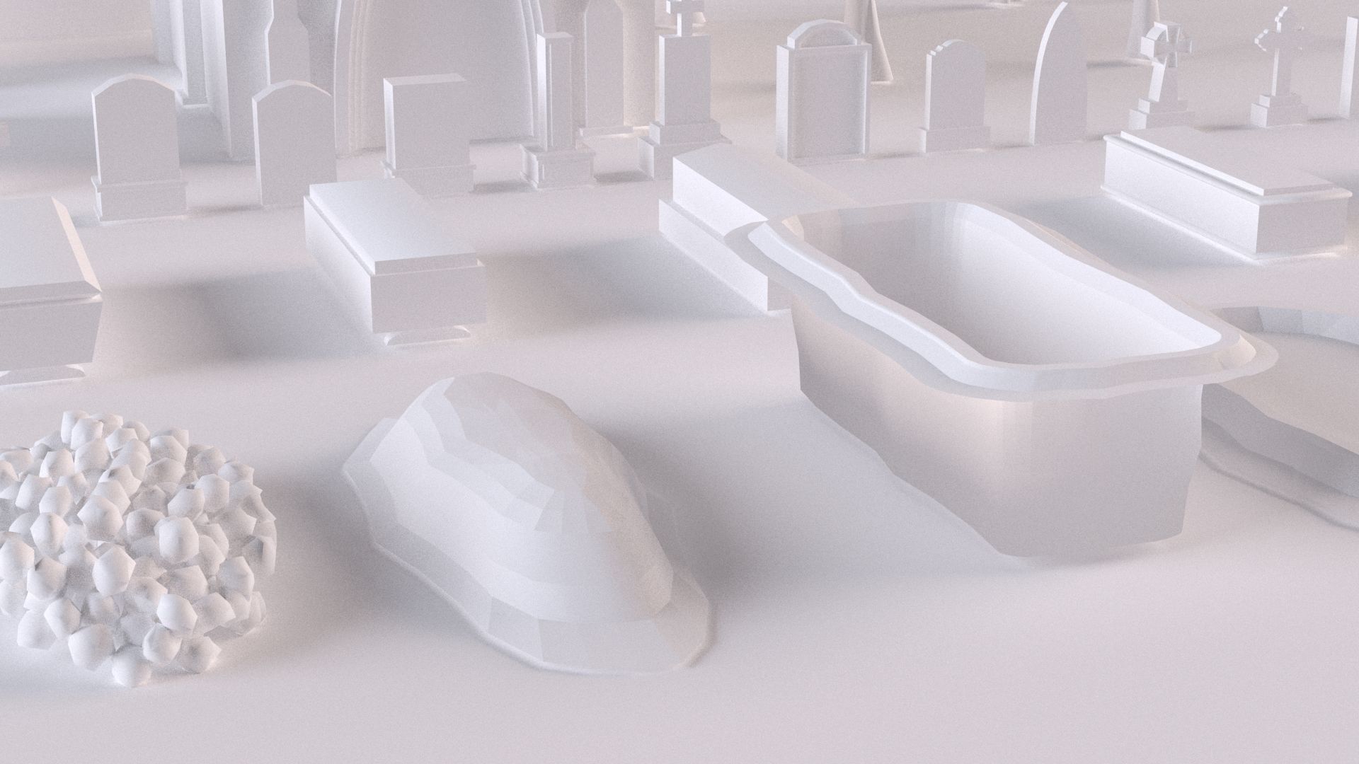 Cemetery collection set of figurines and statues 3D model_10