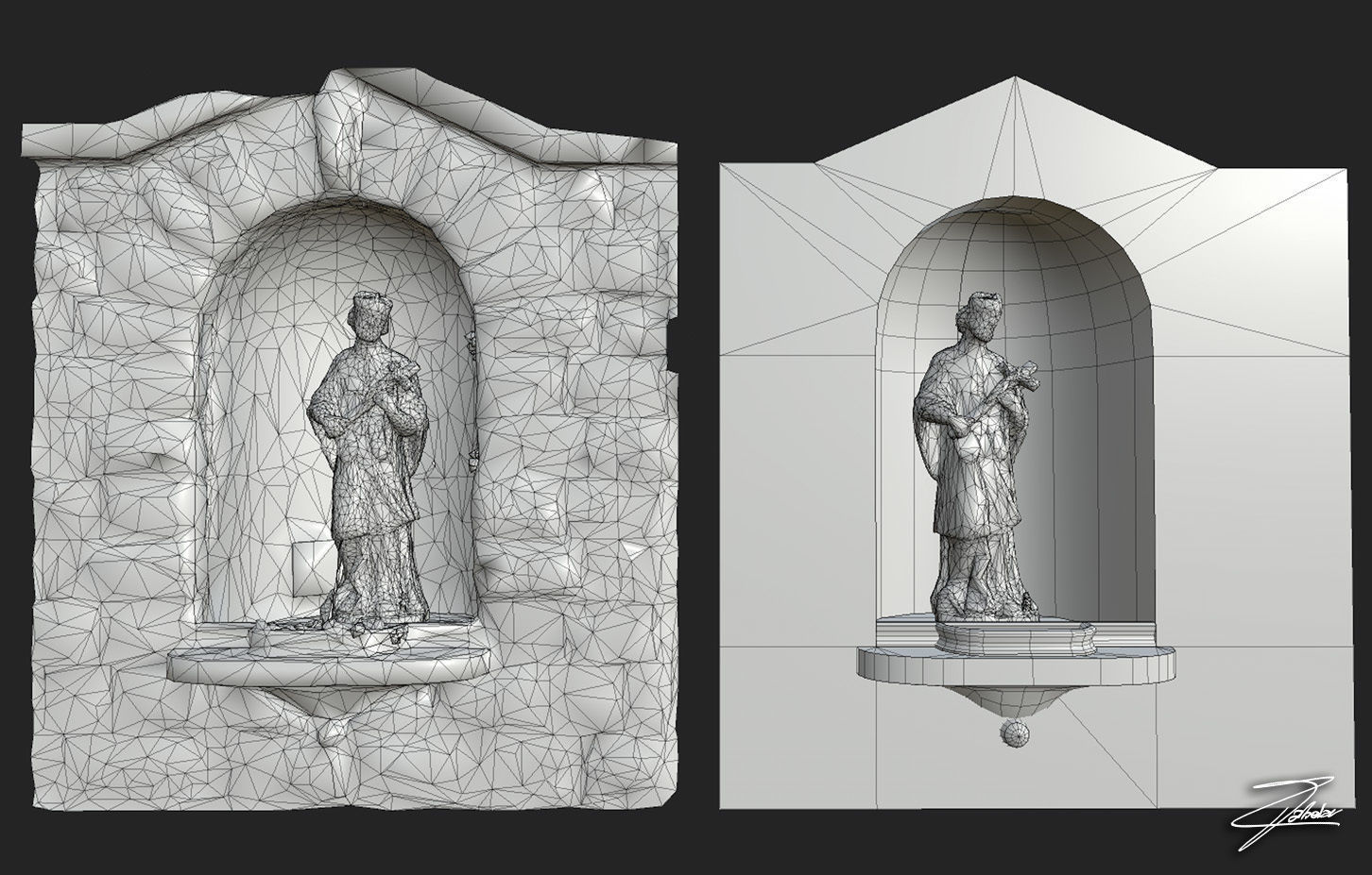 San Giovanni Nepomuceno Low-poly 3D model_13