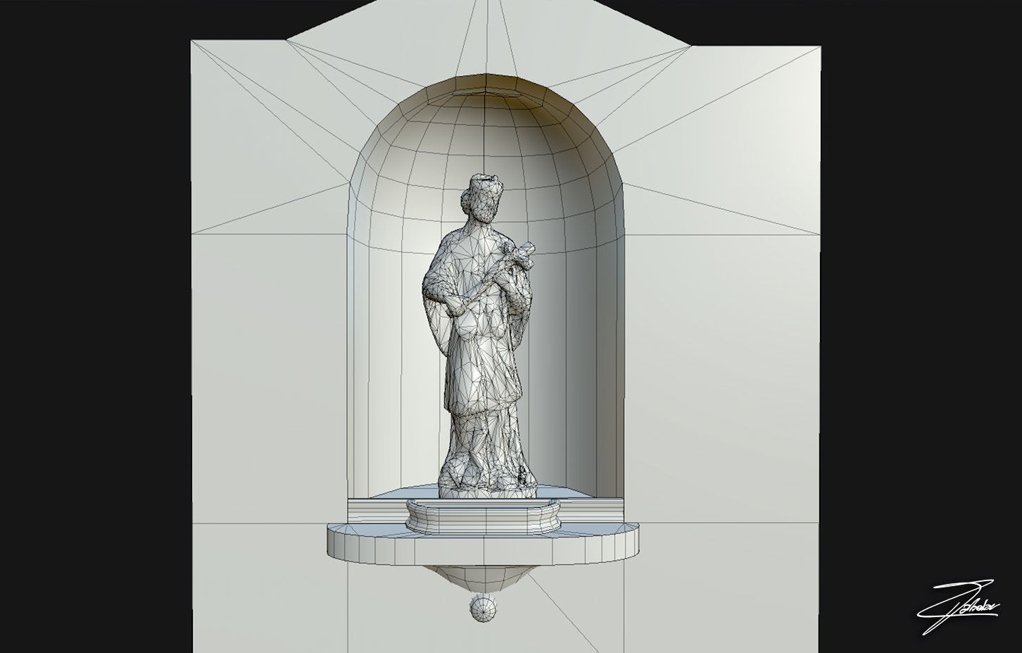 San Giovanni Nepomuceno Low-poly 3D model_15