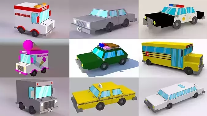 Low Poly Cartoon Car Collection Vol 1