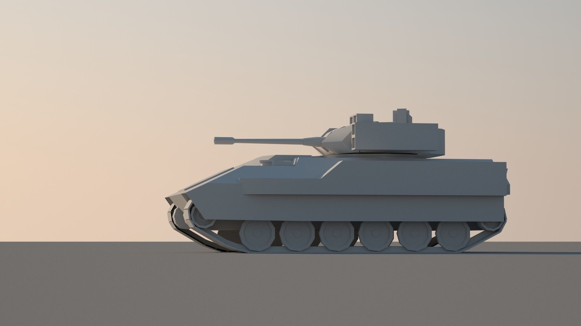 Bradley 3D model armoured tank Low-poly 3D model_1