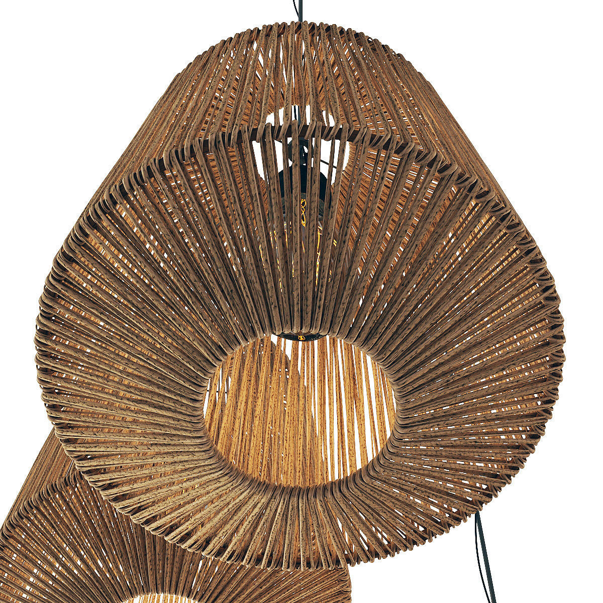 Lamp wood rotang wicker barrel 3D model_14