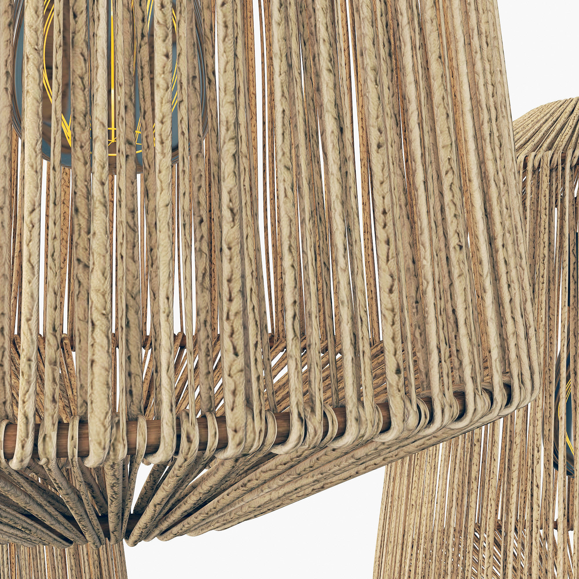 Lamp wood rotang wicker barrel 3D model_11