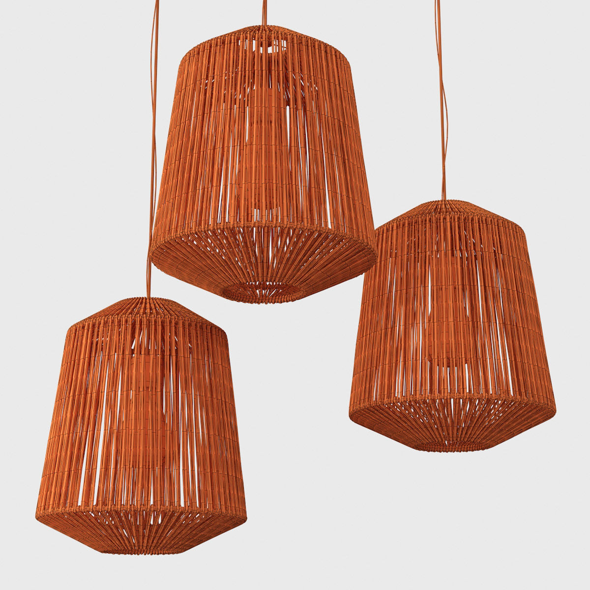 Lamp wood rotang wicker barrel 3D model_17