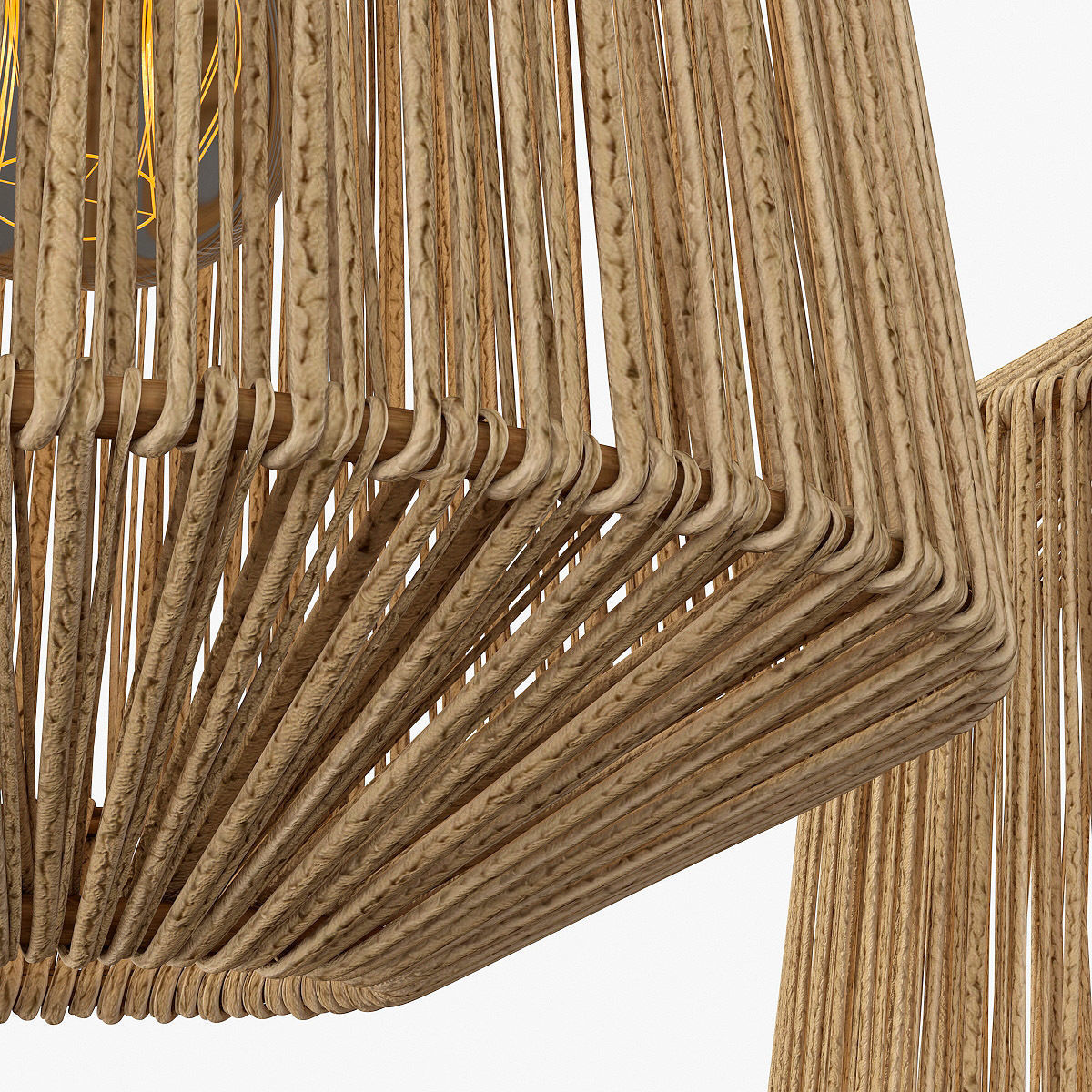 Lamp wood rotang wicker barrel 3D model_7