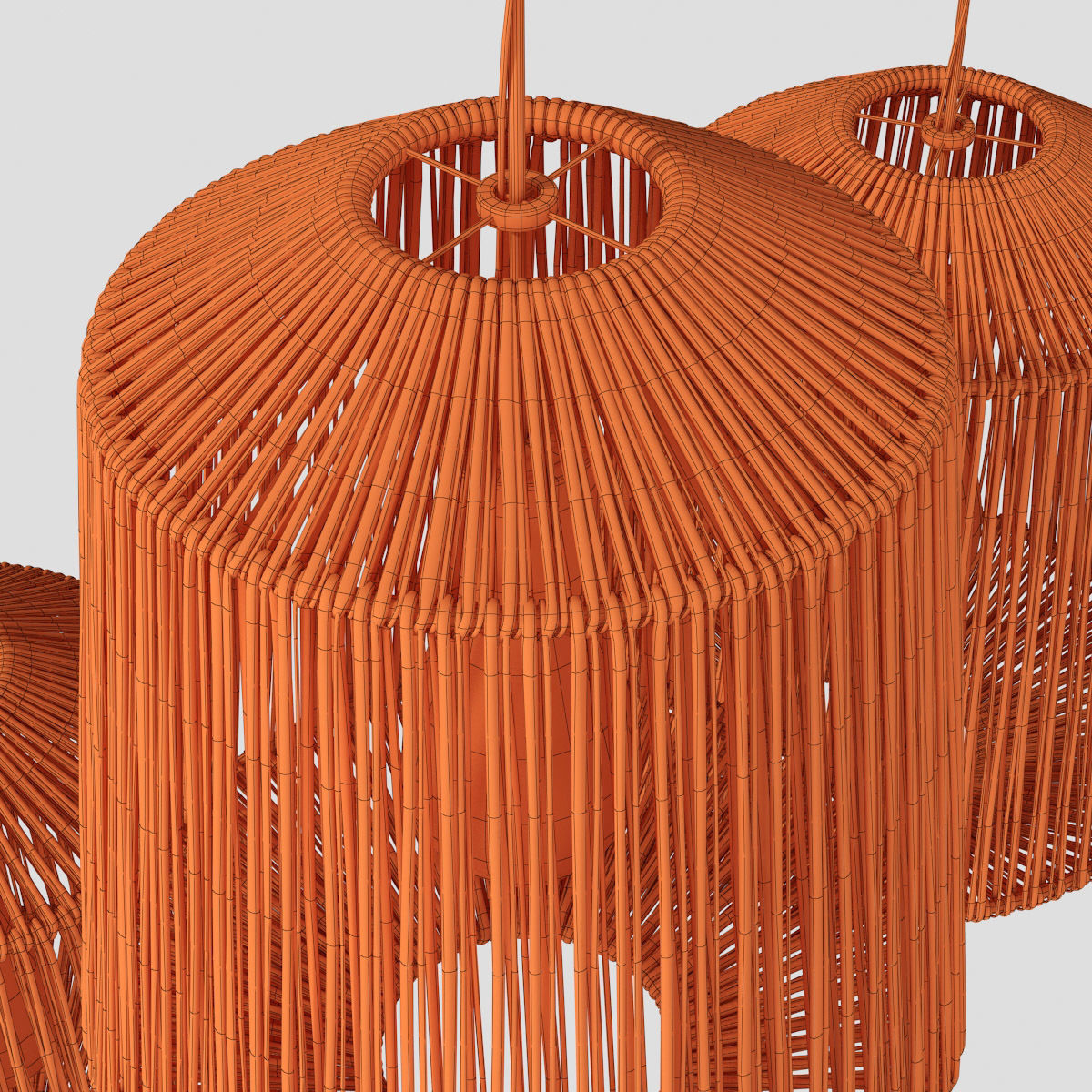 Lamp wood rotang wicker barrel 3D model_21