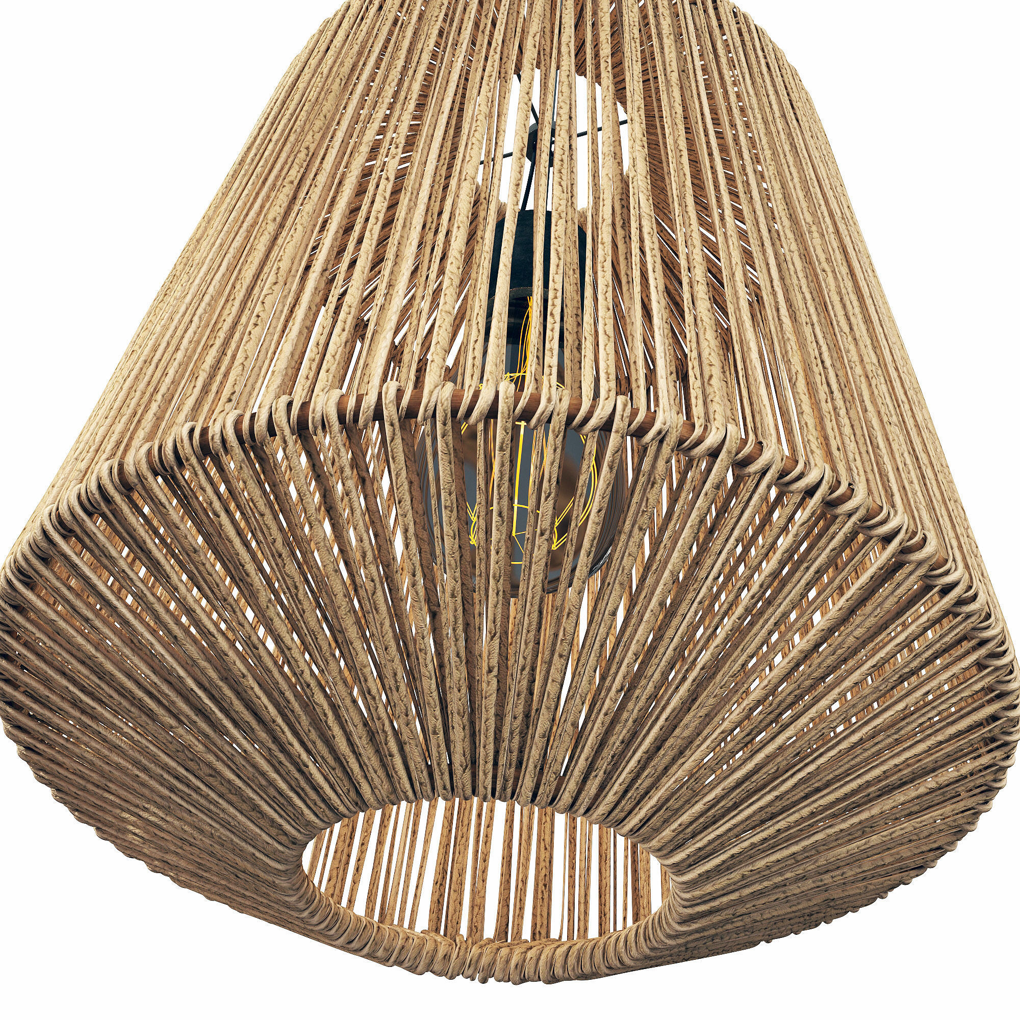Lamp wood rotang wicker barrel 3D model_5