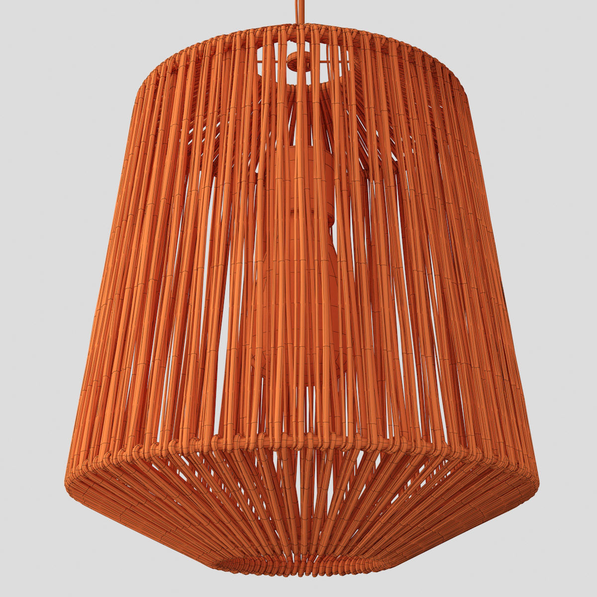 Lamp wood rotang wicker barrel 3D model_19
