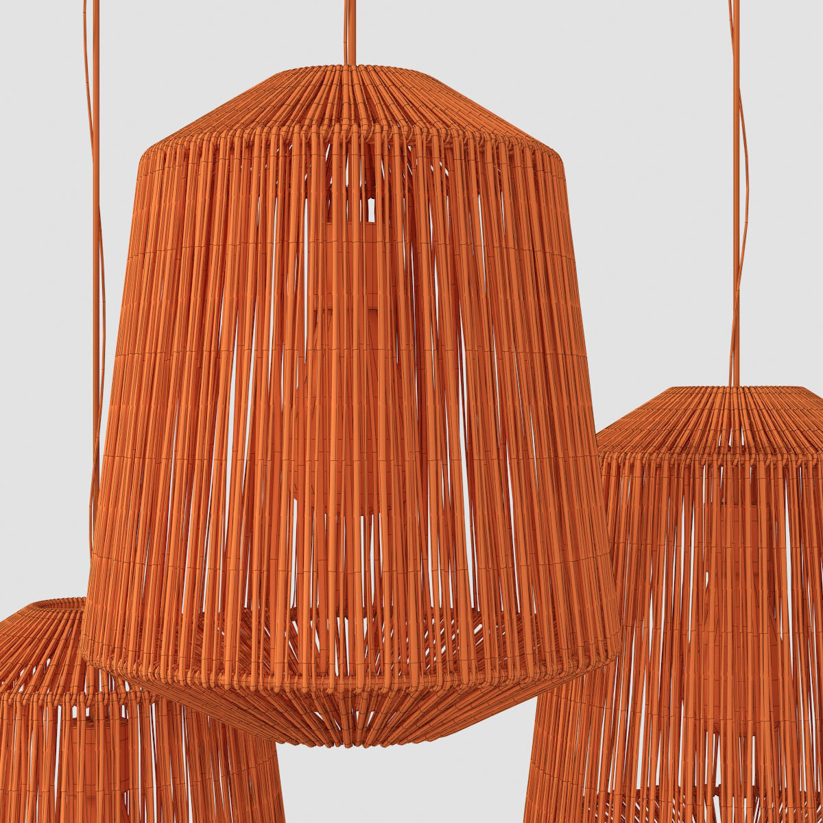 Lamp wood rotang wicker barrel 3D model_16