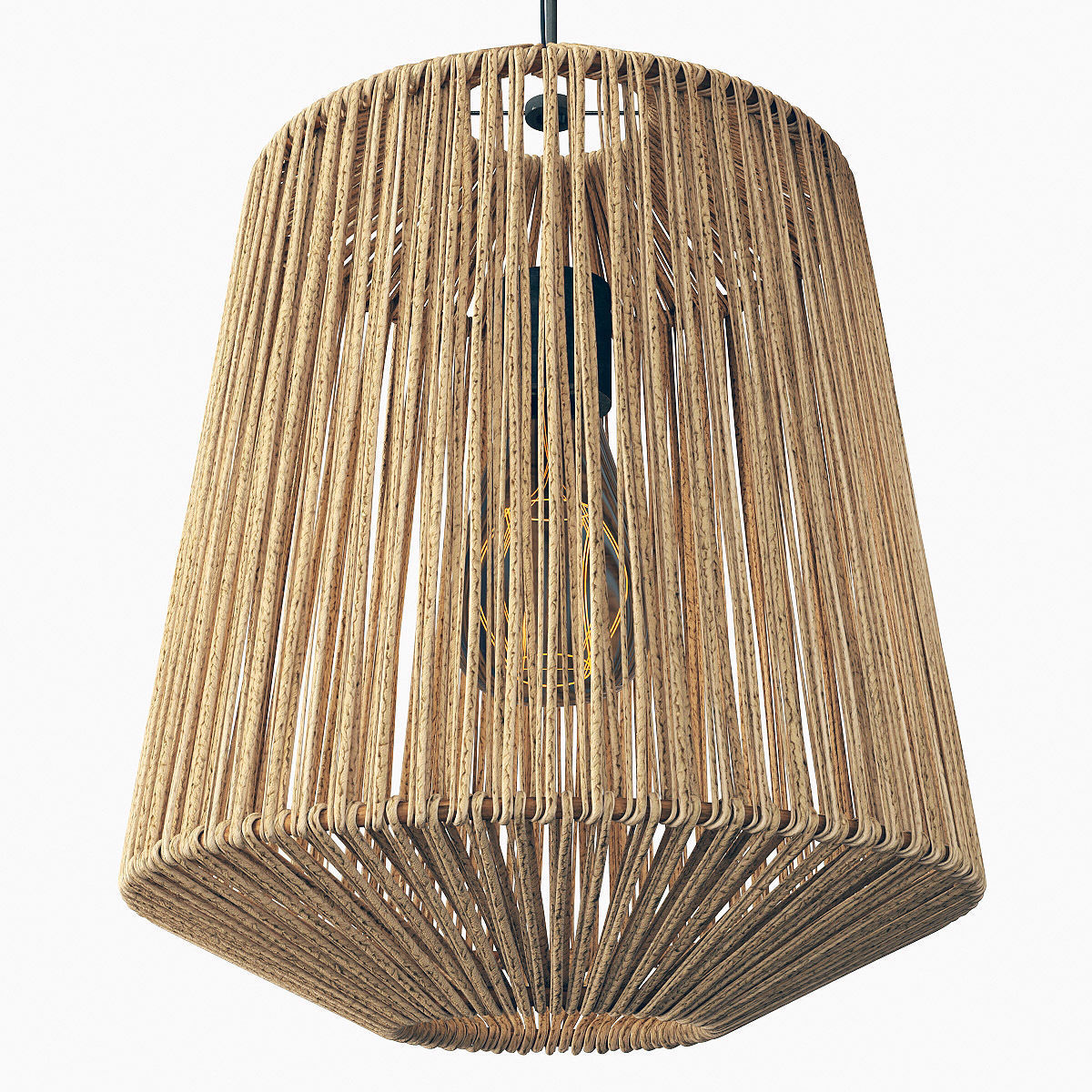 Lamp wood rotang wicker barrel 3D model_13